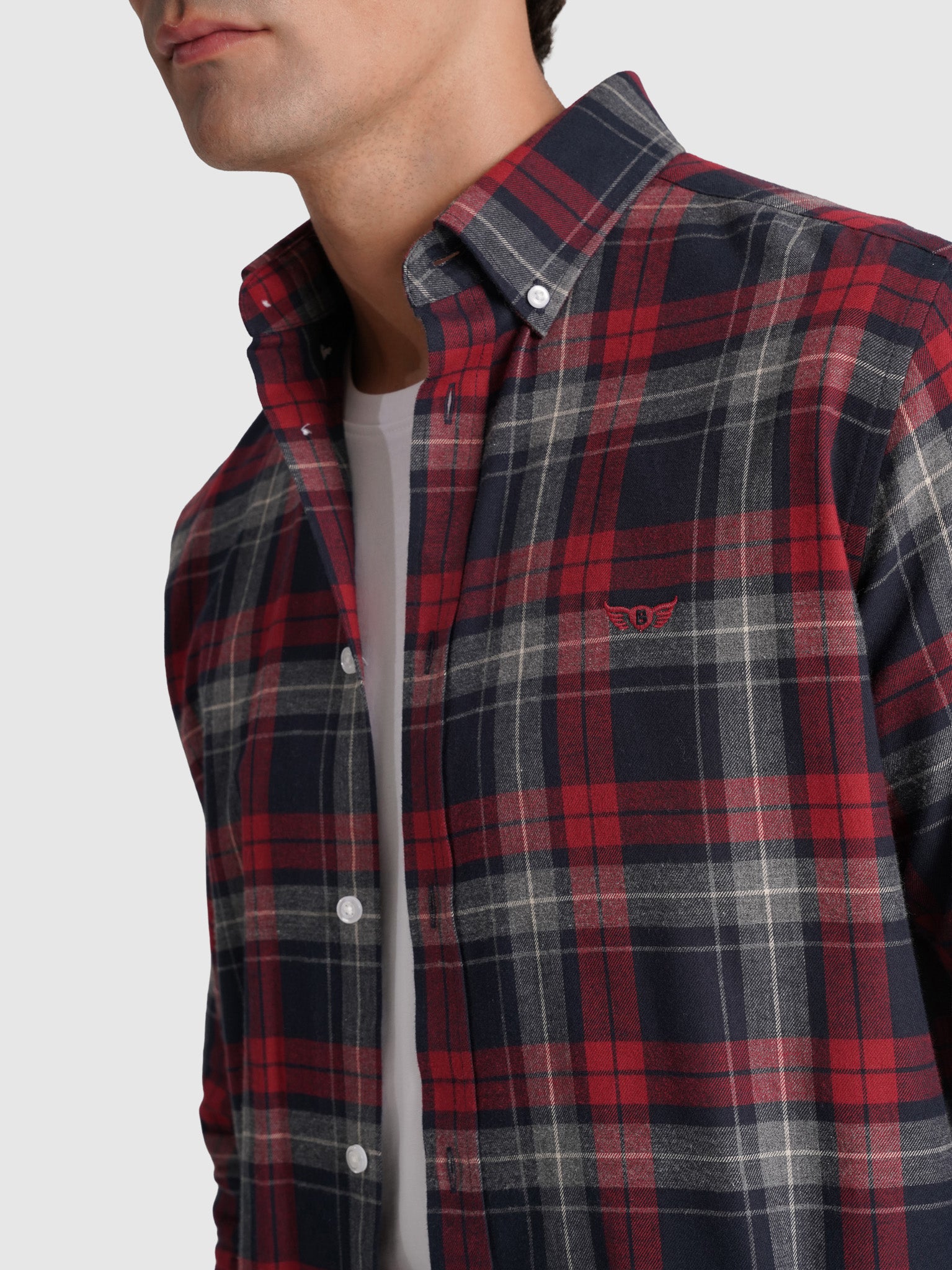 CAMISA FLANELA AZUL MANGA COMPRIDA REGULAR FIT MR. BLUE