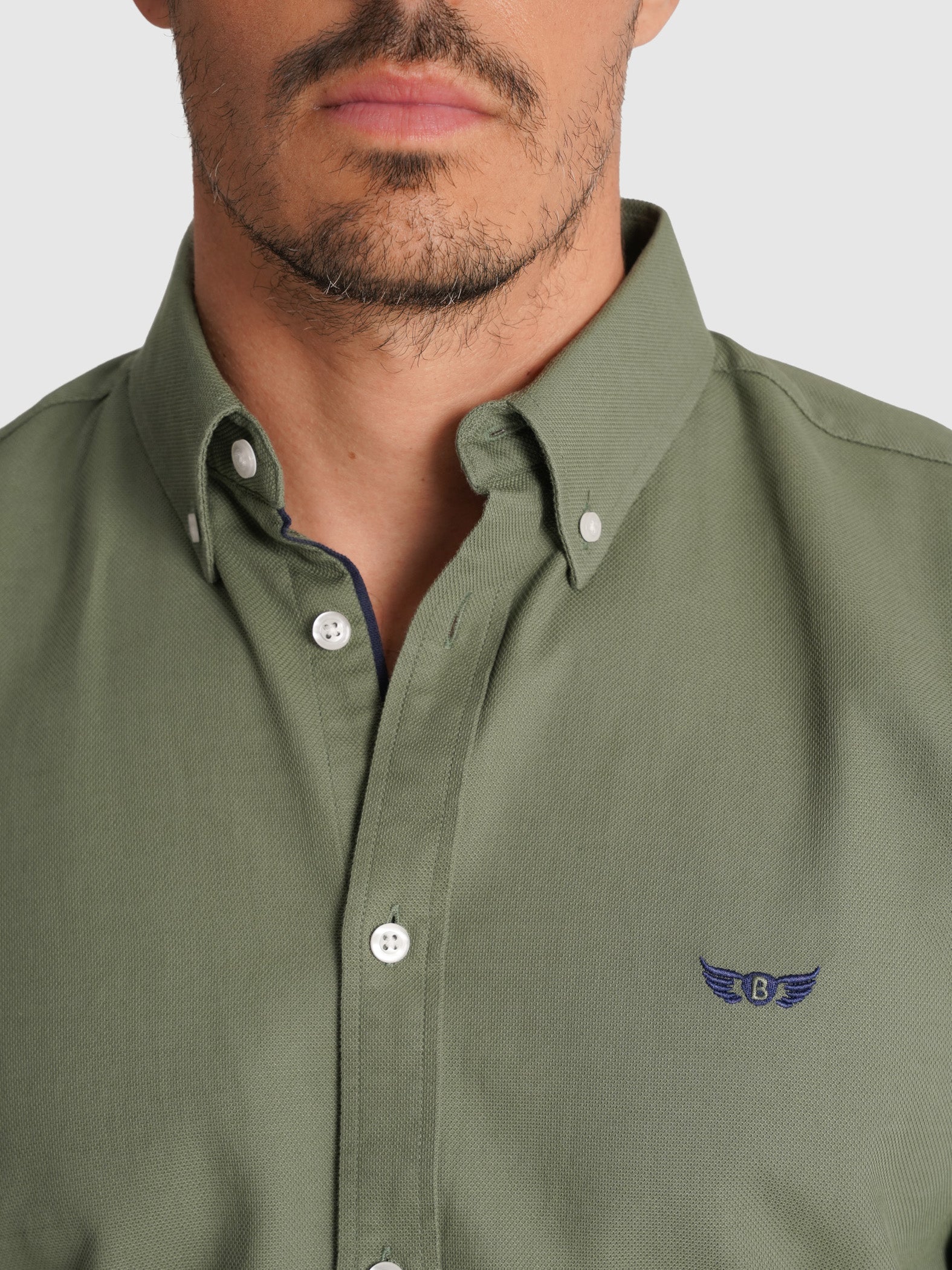 CAMISA ALGODÃO VERDE MANGA COMPRIDA REGULAR FIT MR. BLUE