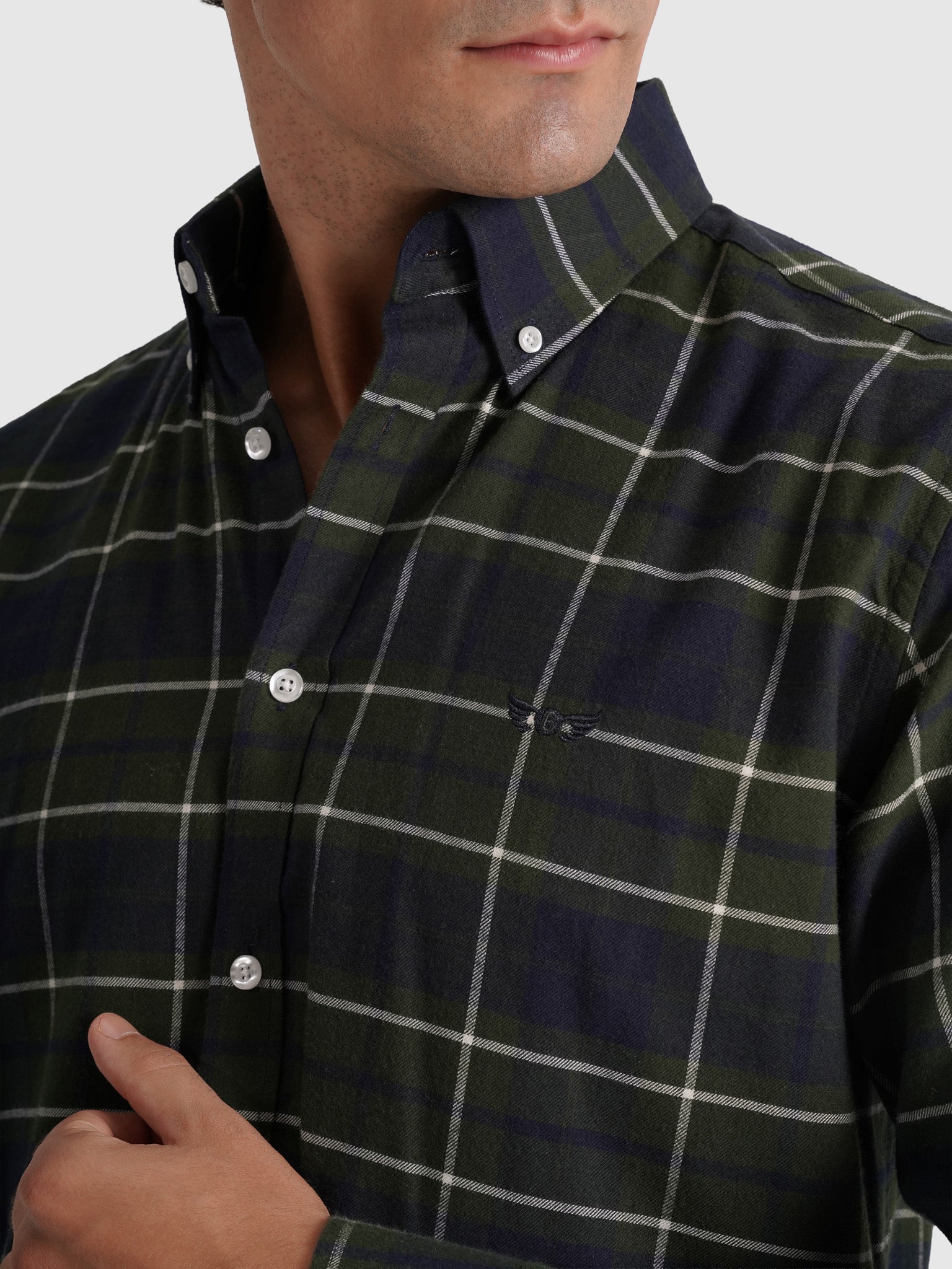 CAMISA FLANELA AZUL MANGA COMPRIDA REGULAR FIT MR. BLUE