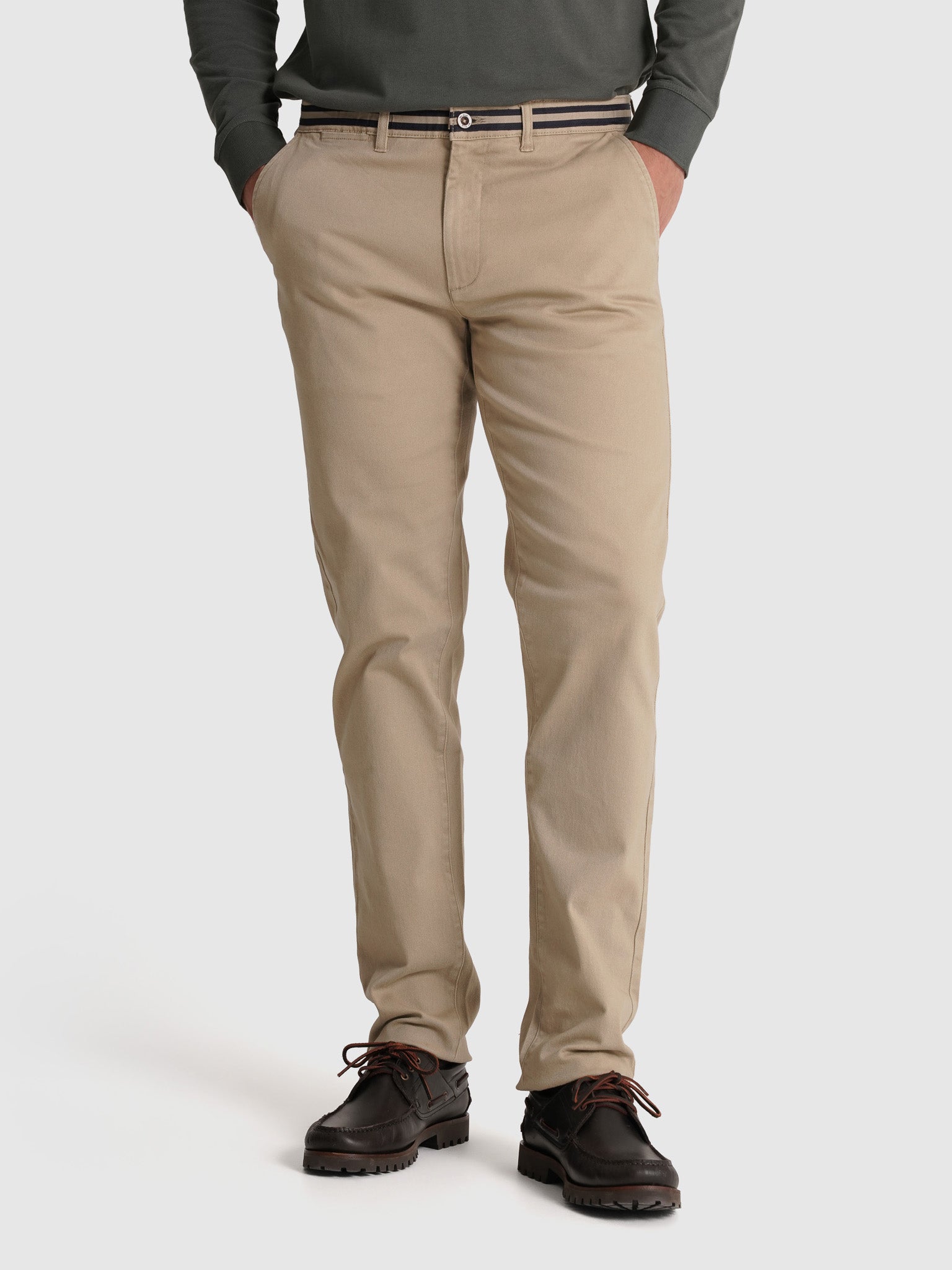 CALÇAS ALGODÃO BEGES SLIM FIT MR. BLUE