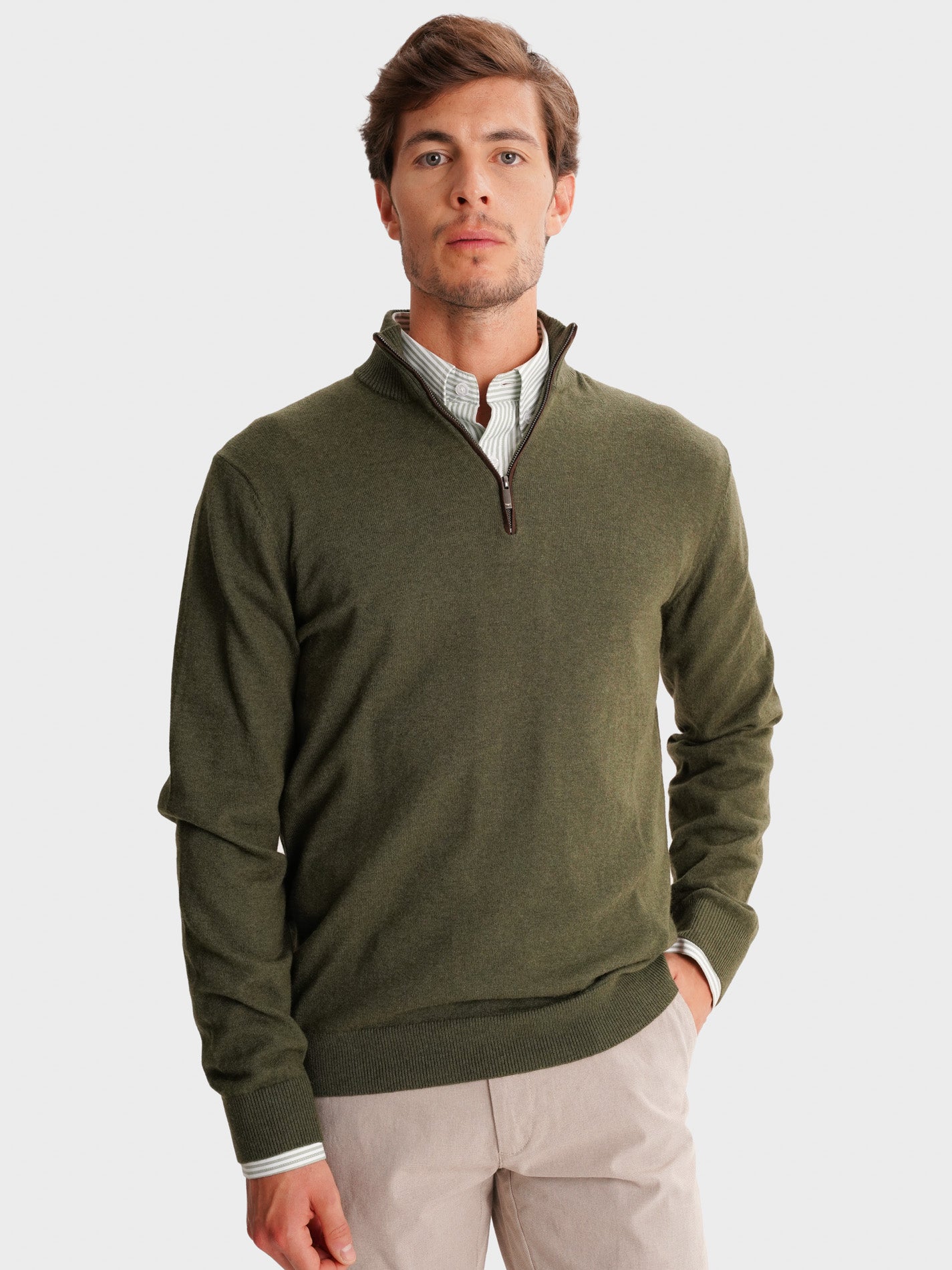 PULLOVER FINO VERDE MANGA COMPRIDA REGULAR FIT MR. BLUE
