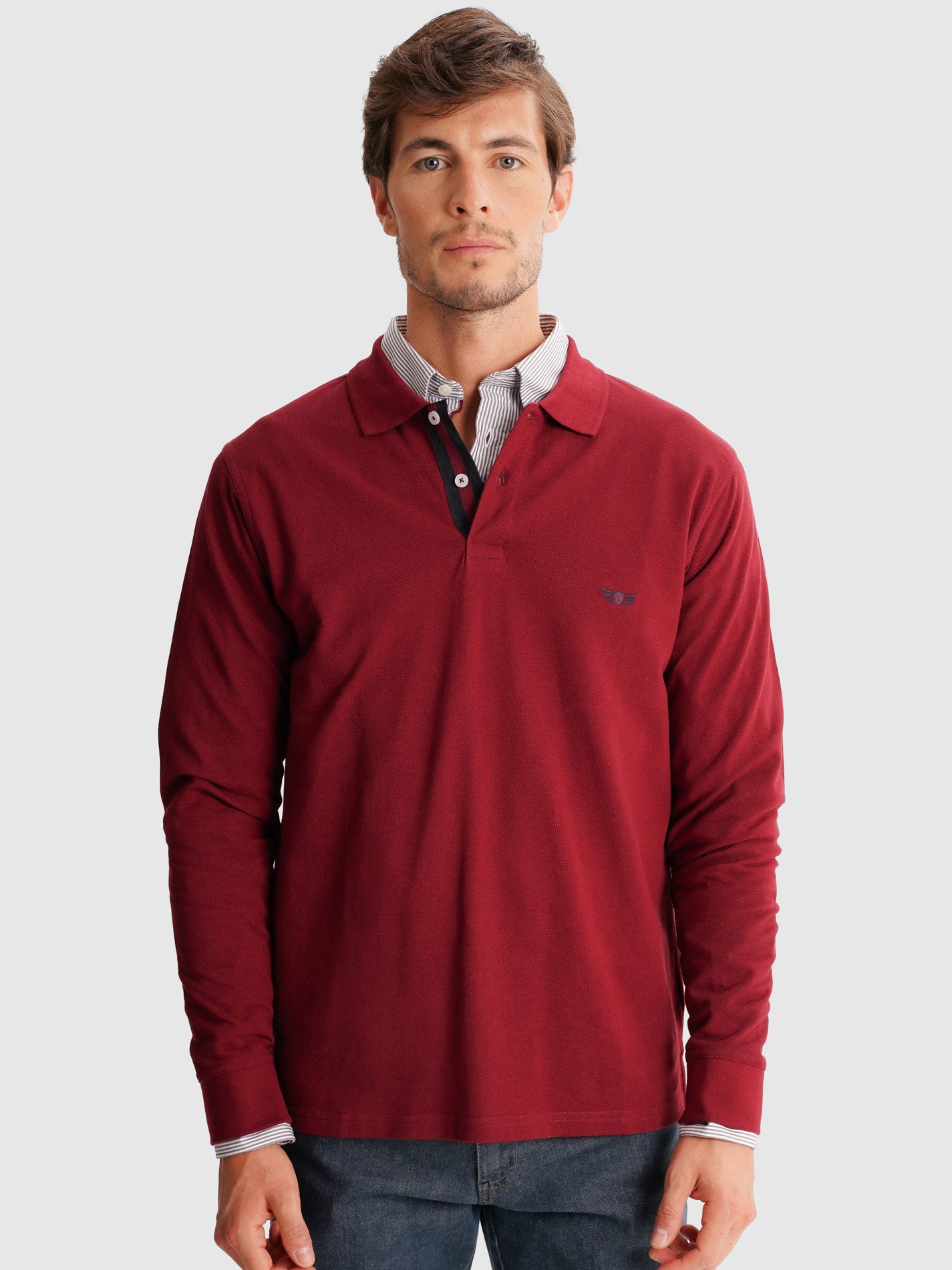POLO BORDEAUX MANGA COMPRIDA REGULAR FIT MR. BLUE