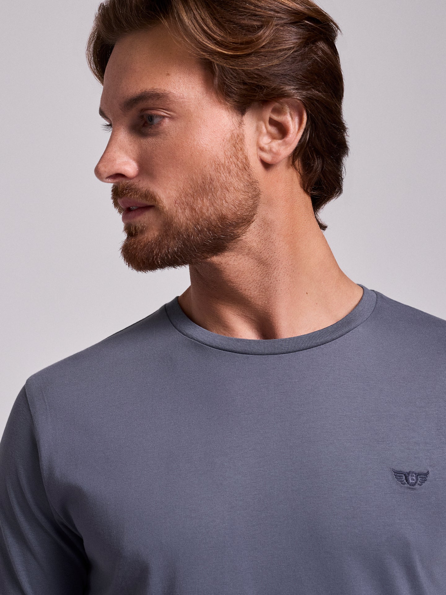 T-SHIRT ALGODÃO AZUL MANGA CURTA REGULAR FIT MR. BLUE