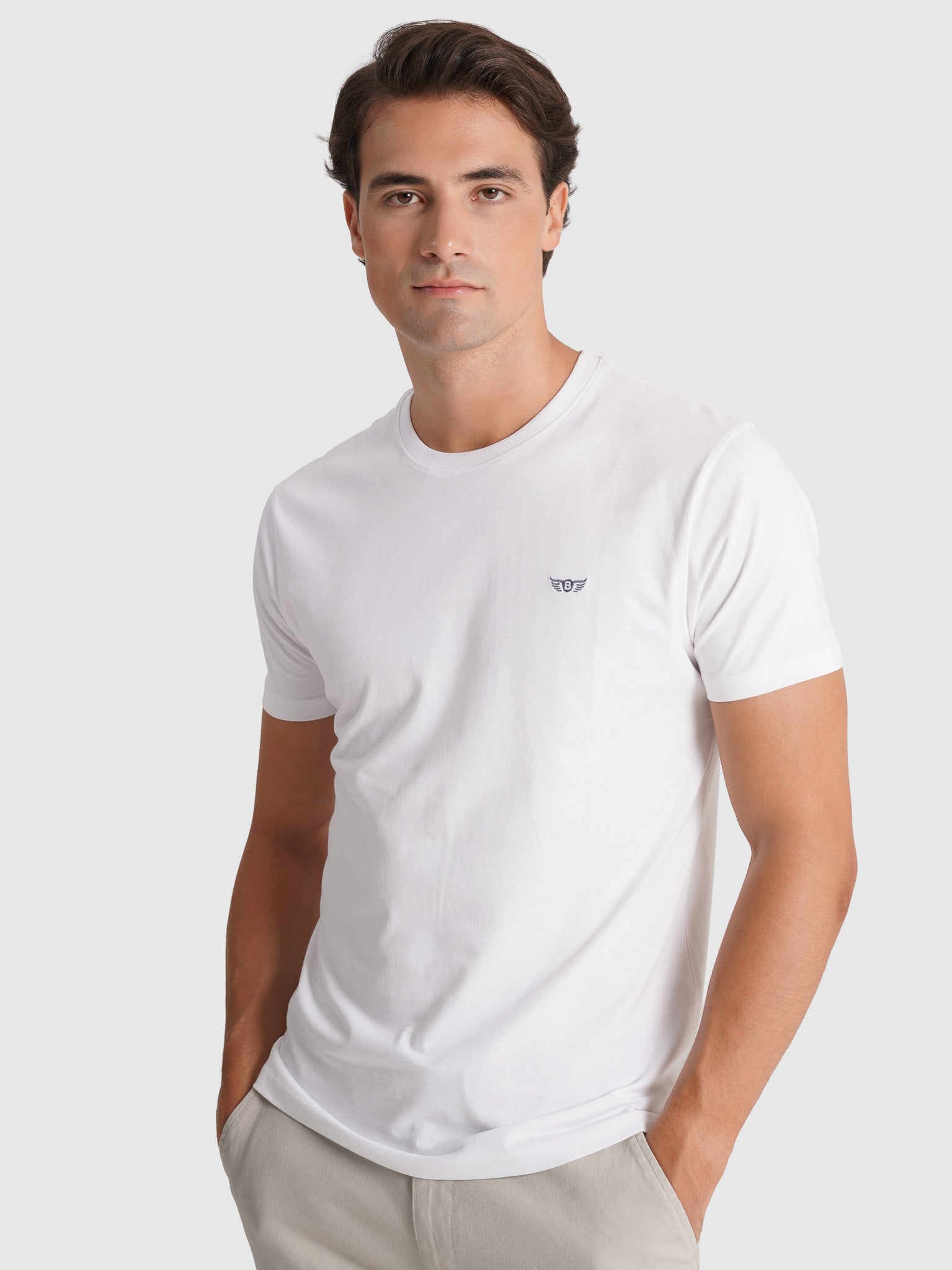 T-SHIRT ALGODÃO BRANCA MANGA CURTA REGULAR FIT MR. BLUE