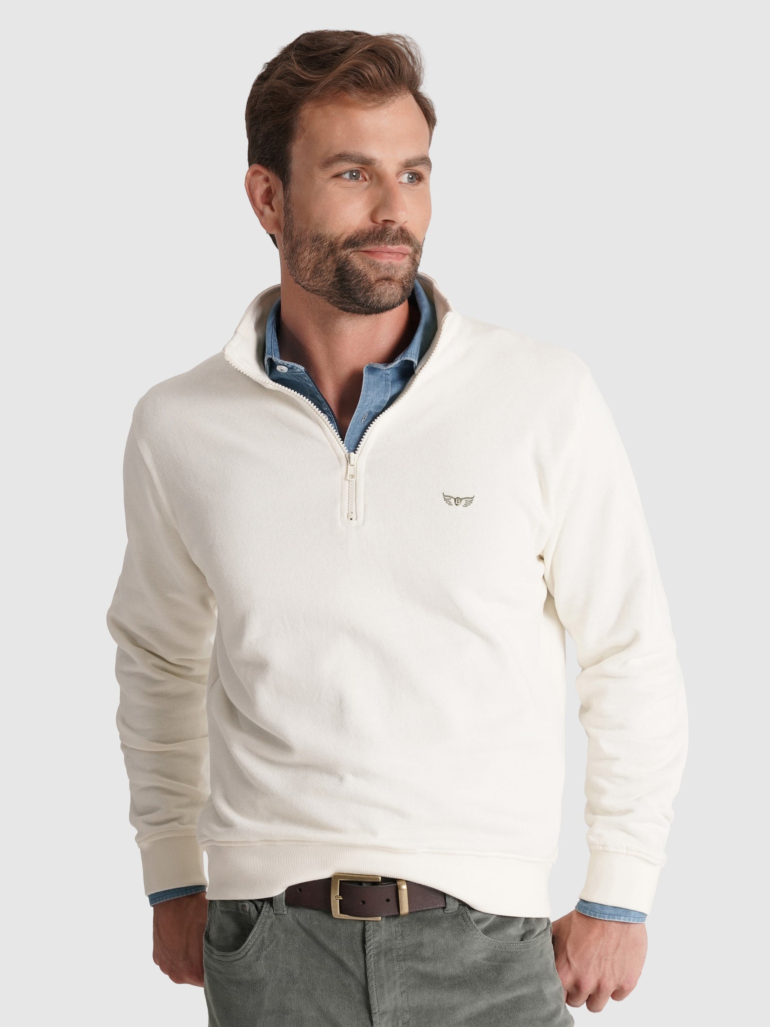 HOODIE ALGODÃO BRANCO MANGA COMPRIDA REGULAR FIT MR. BLUE