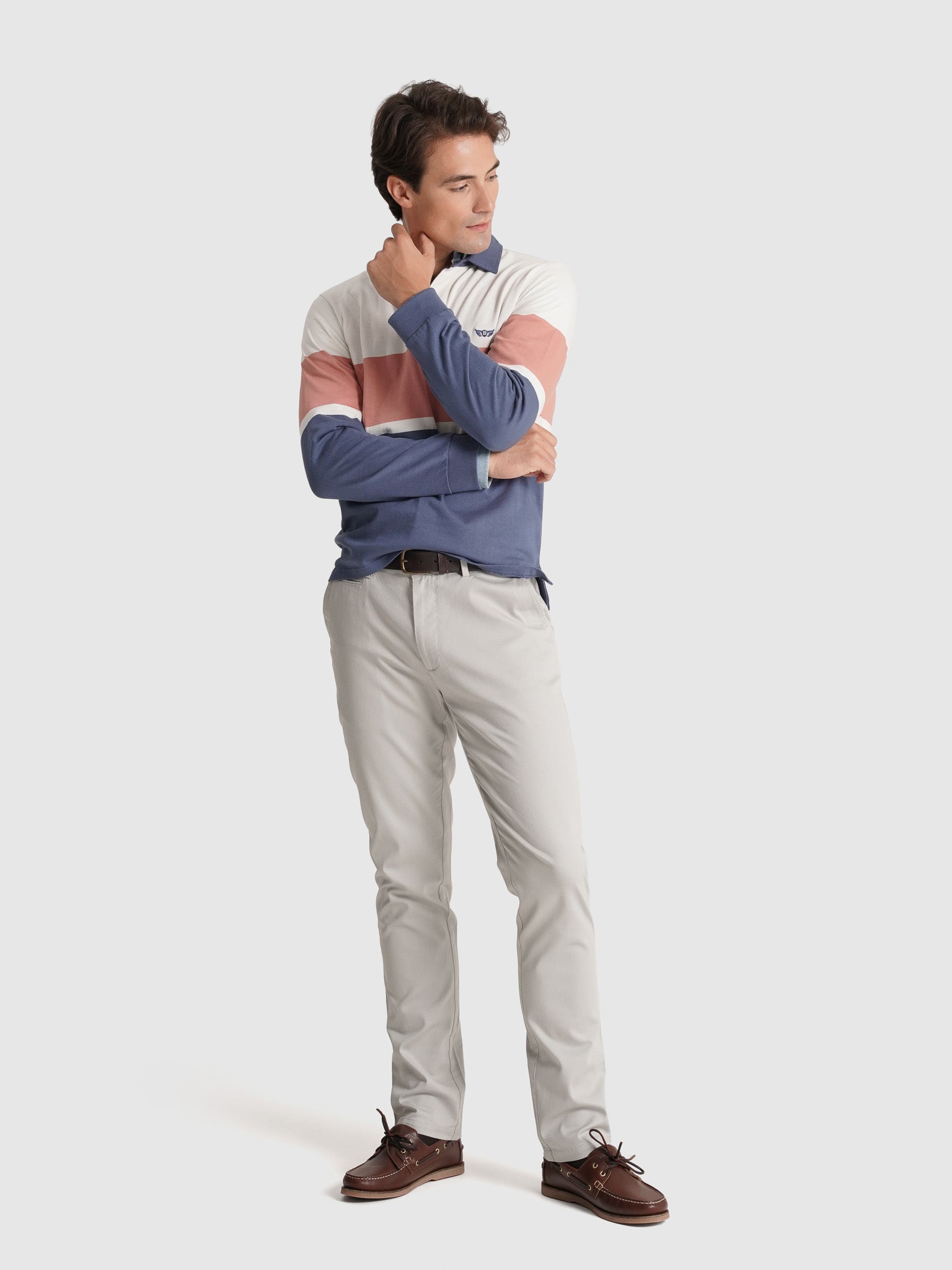 RUGBIE ALGODÃO AZUL MANGA COMPRIDA REGULAR FIT MR. BLUE