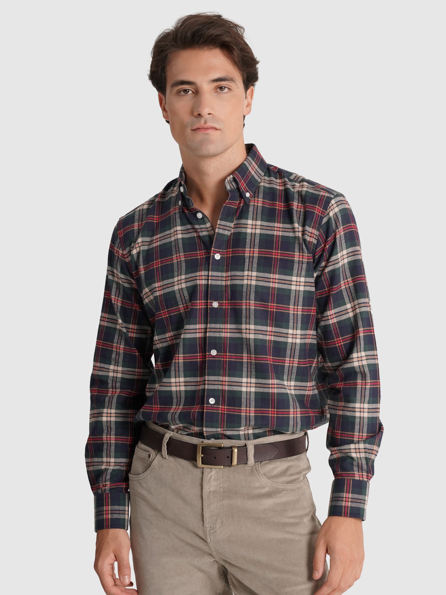 CAMISA FLANELA AZUL MANGA COMPRIDA REGULAR FIT MR. BLUE