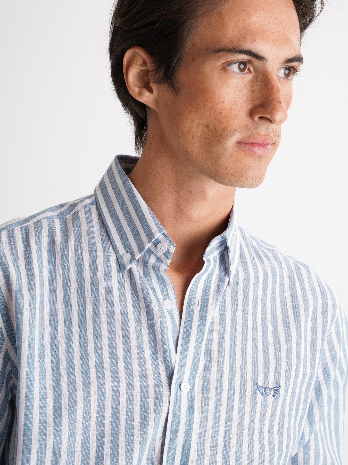 Camisa Regular Fit Linho Azul Mr. Blue