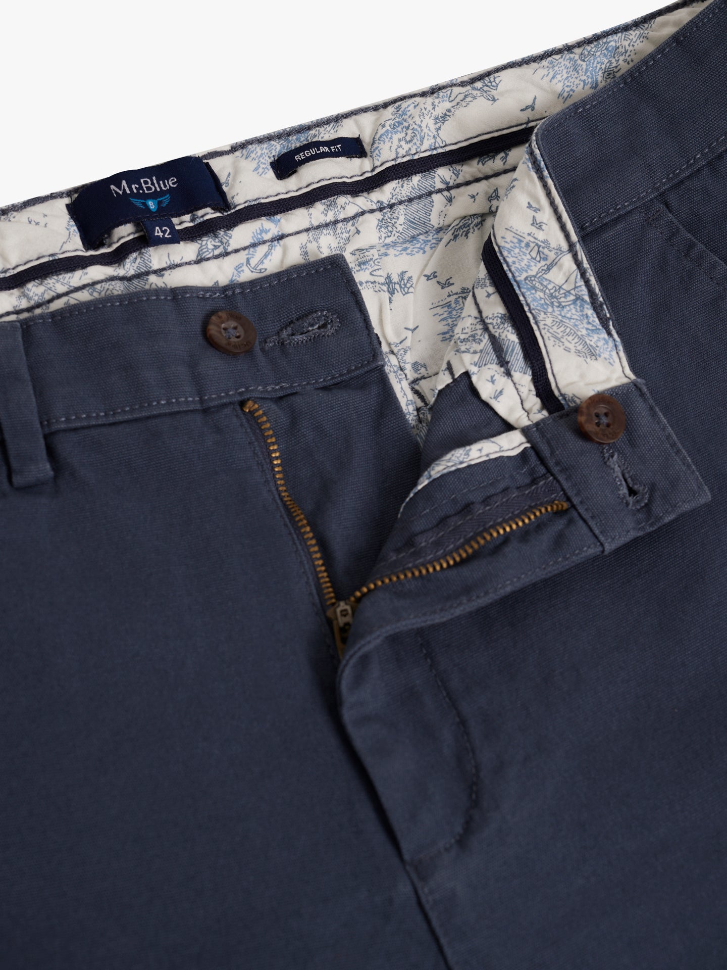 CALÇAS ESTRUTURADA AZUIS REGULAR FIT MR. BLUE