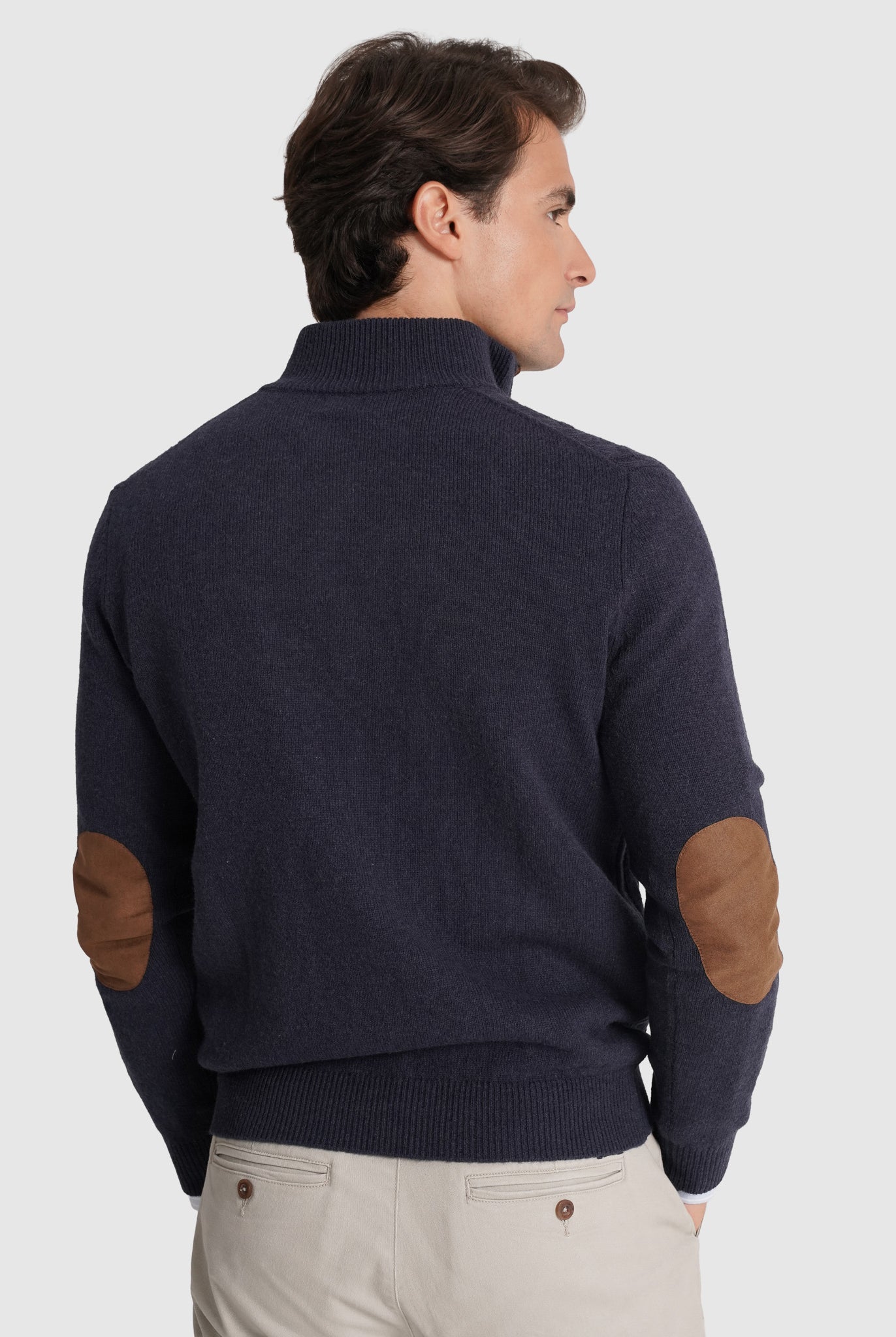 Pullover Lã Azul Com Cotoveleira Regular Fit Mr. Blue