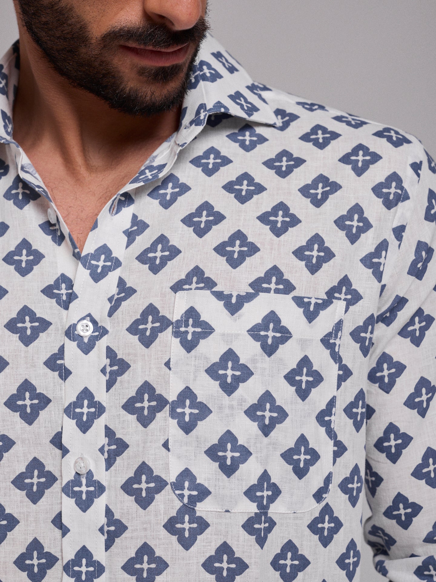 CAMISA LINHO AZUL MANGA COMPRIDA REGULAR FIT MR. BLUE