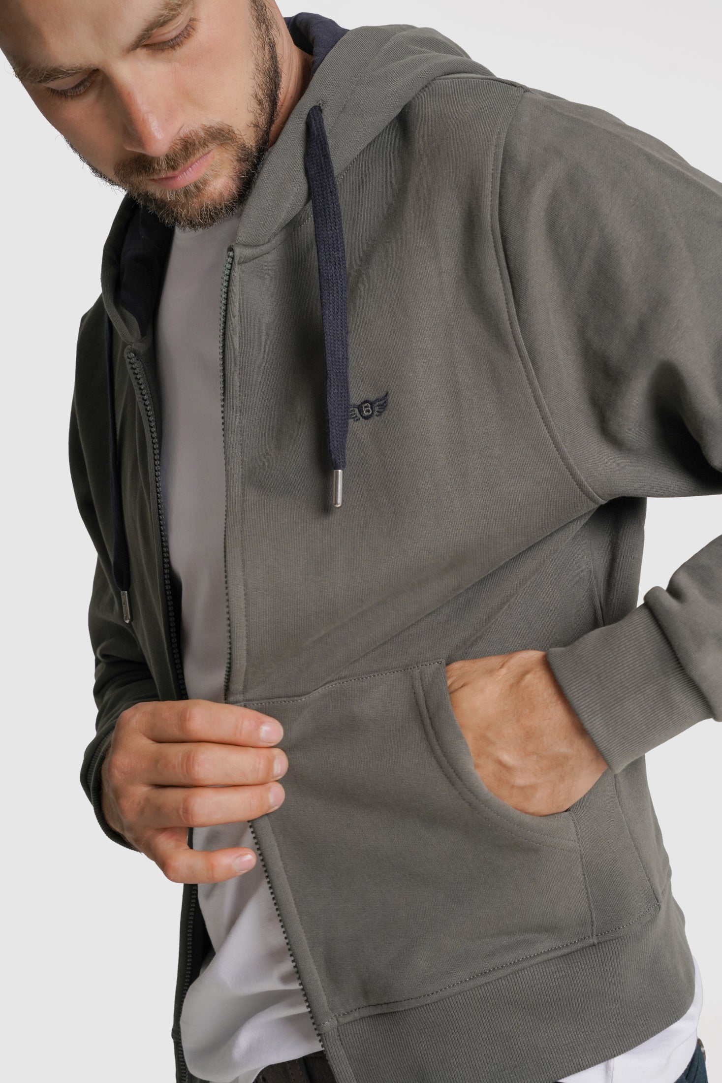 HOODIE ALGODÃO REGULAR FIT VERDE LISO MR. BLUE