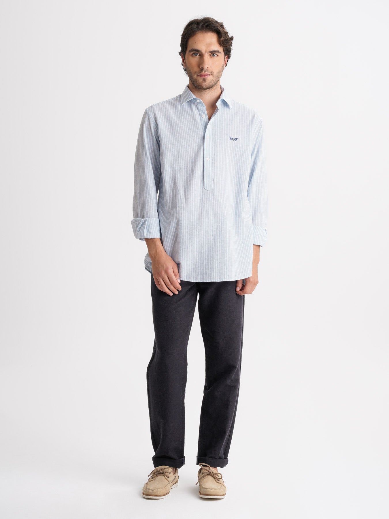 Camisa Regular Fit Linho Azul Mr. Blue