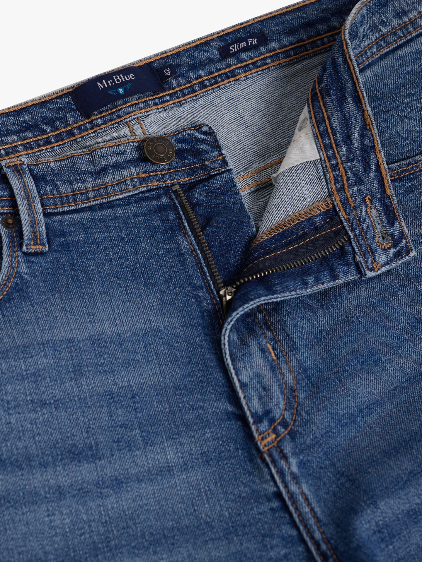 CALÇAS GANGA AZUIS SLIM FIT MR. BLUE