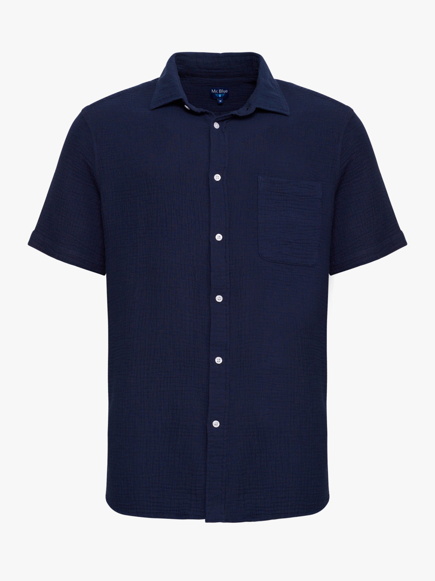 CAMISA SEERSUCKER AZUL MANGA CURTA REGULAR FIT MR. BLUE