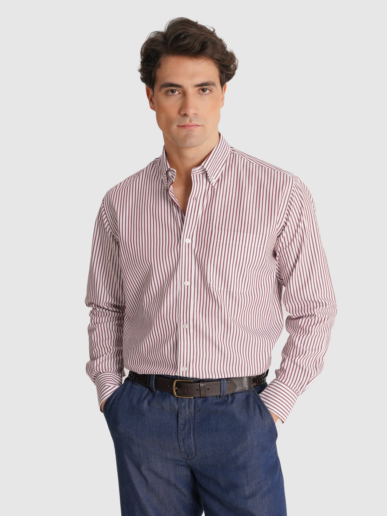 CAMISA OXFORD VERMELHA MANGA COMPRIDA REGULAR FIT MR. BLUE