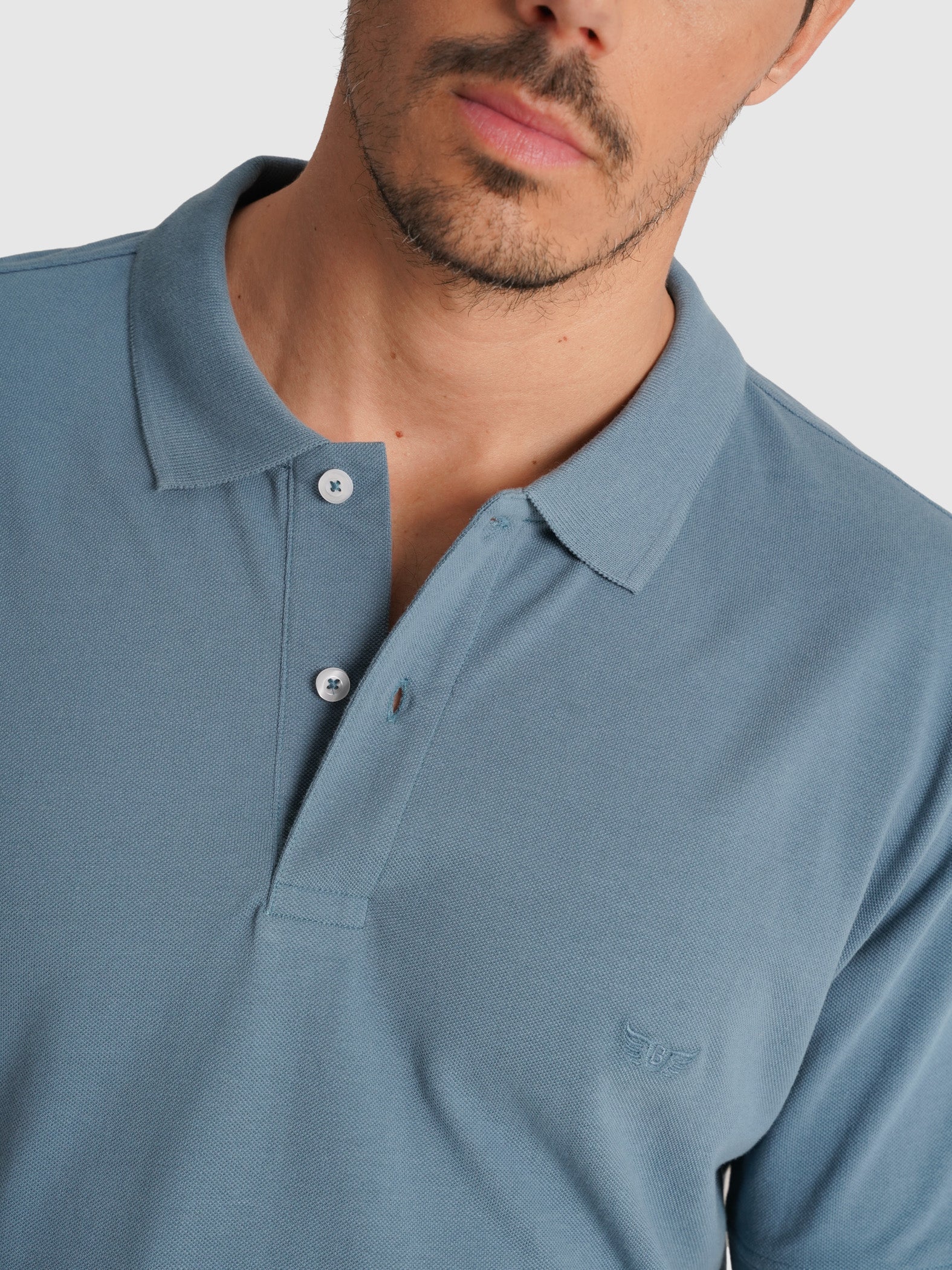 POLO PIQUET AZUL MANGA CURTA TAILORED FIT MR. BLUE