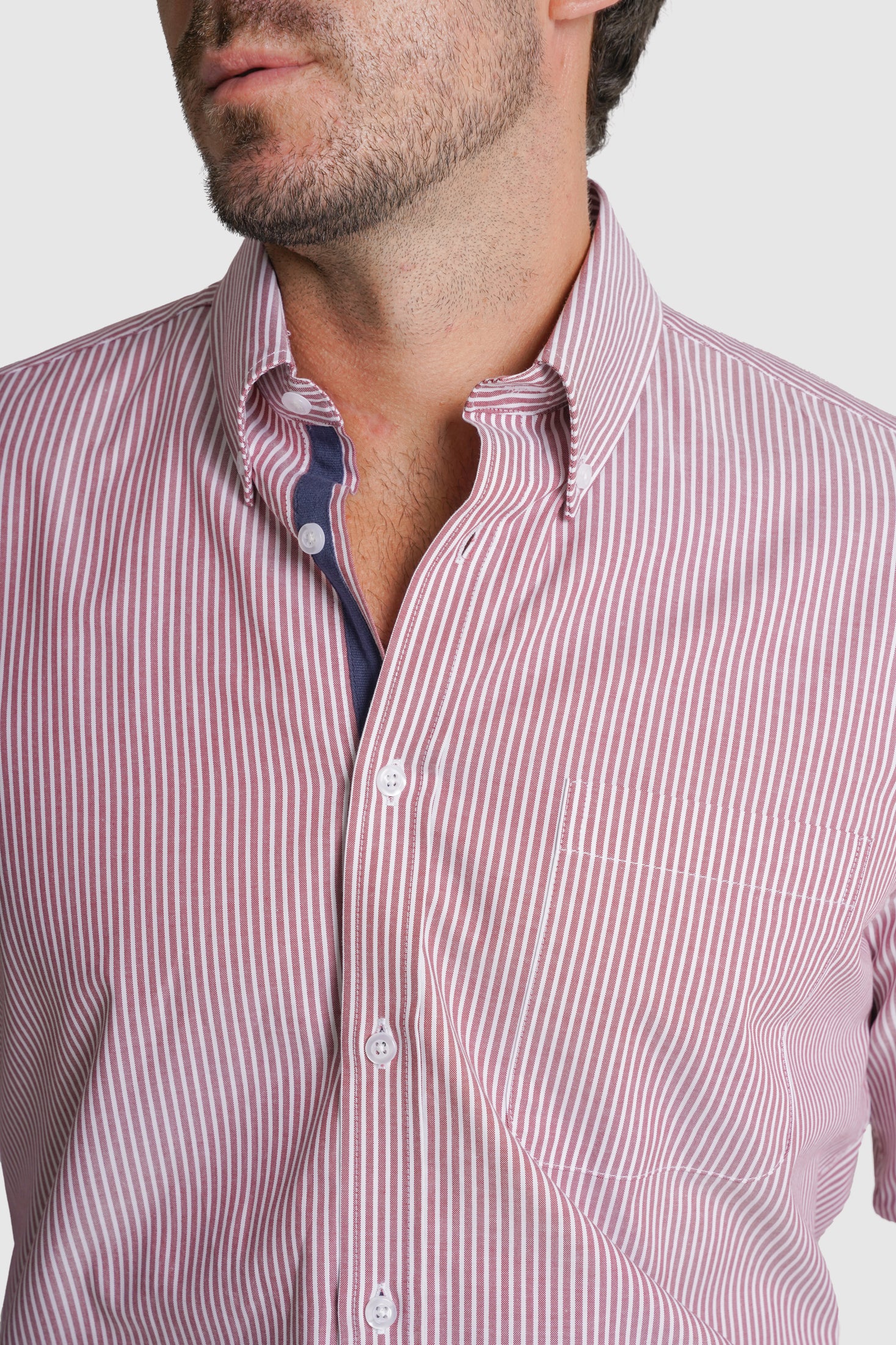 CAMISA ALGODÃO REGULAR FIT VERMELHA RISCAS MR. BLUE