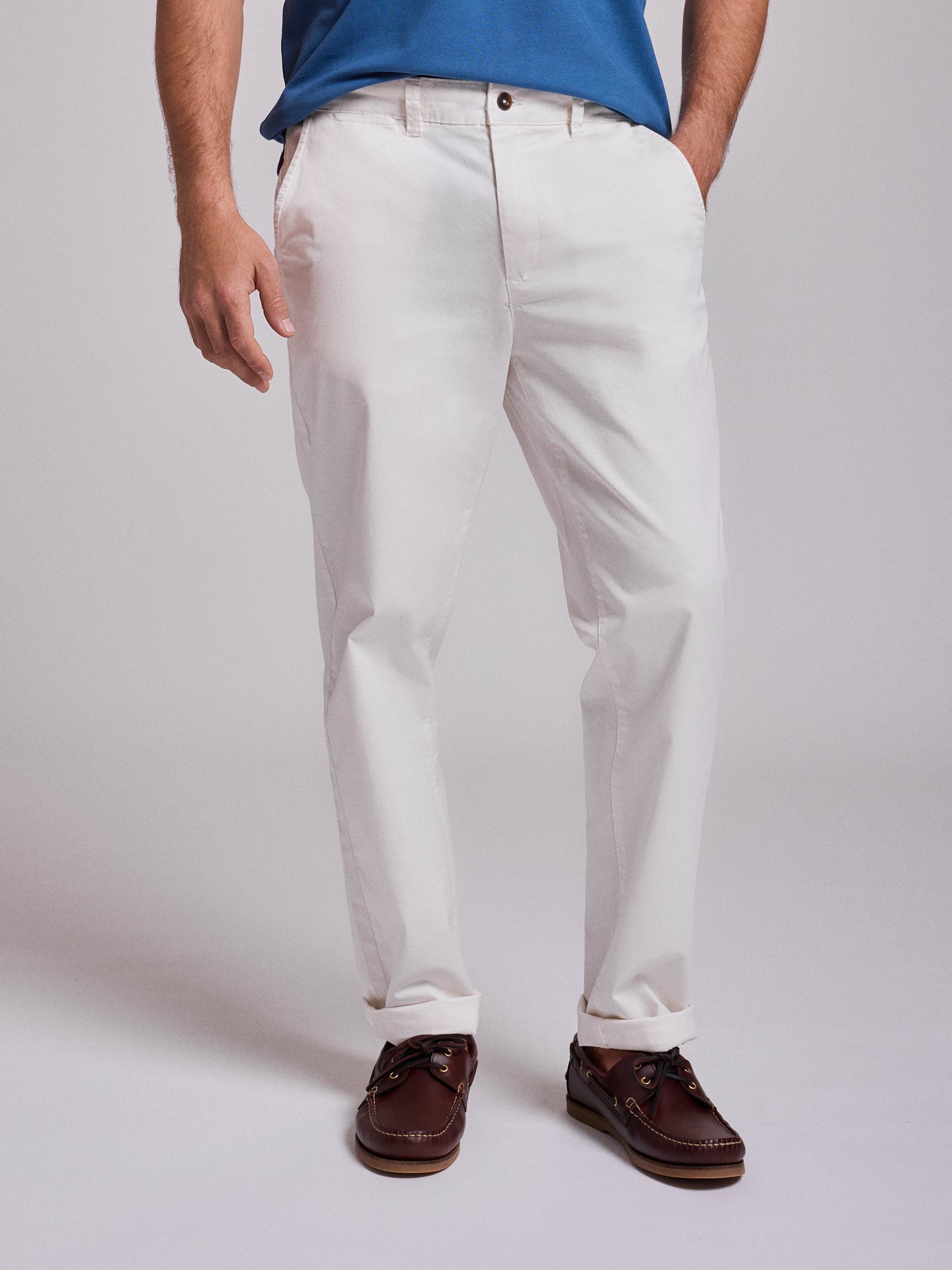 CALÇAS ALGODÃO BRANCAS REGULAR FIT MR. BLUE