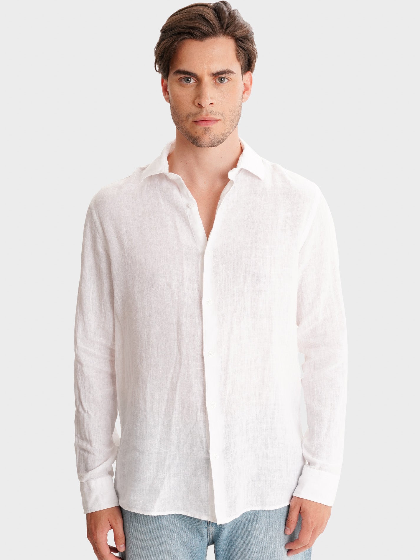 CAMISA LINHO BRANCA MANGA COMPRIDA TAILORED FIT MARK BELLUCCI