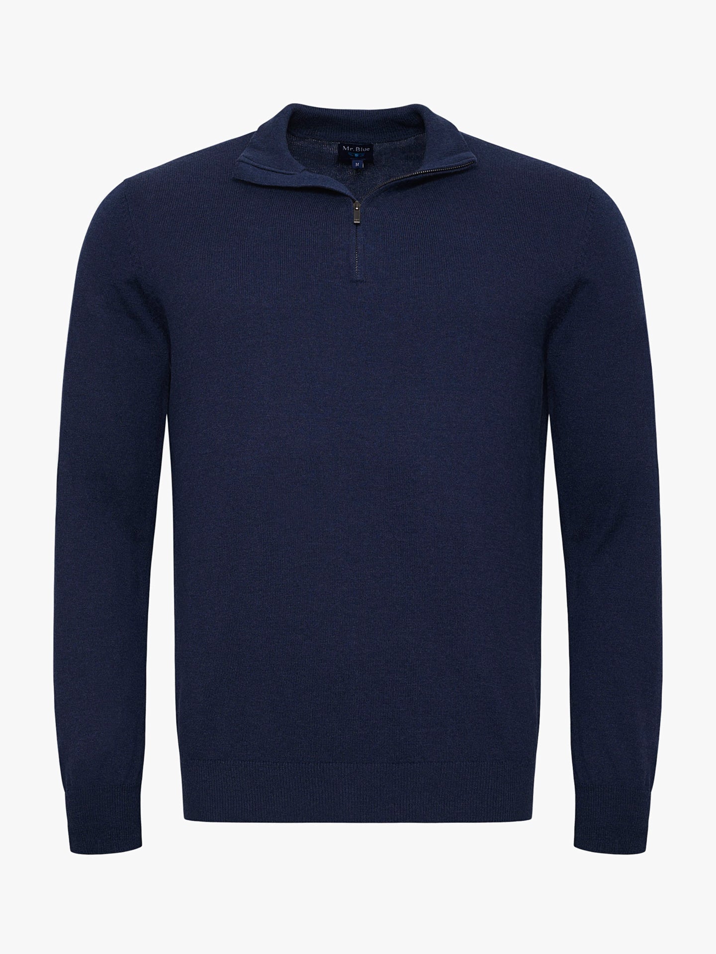 PULLOVER FINO AZUL COM COTOVELEIRA REGULAR FIT MR. BLUE