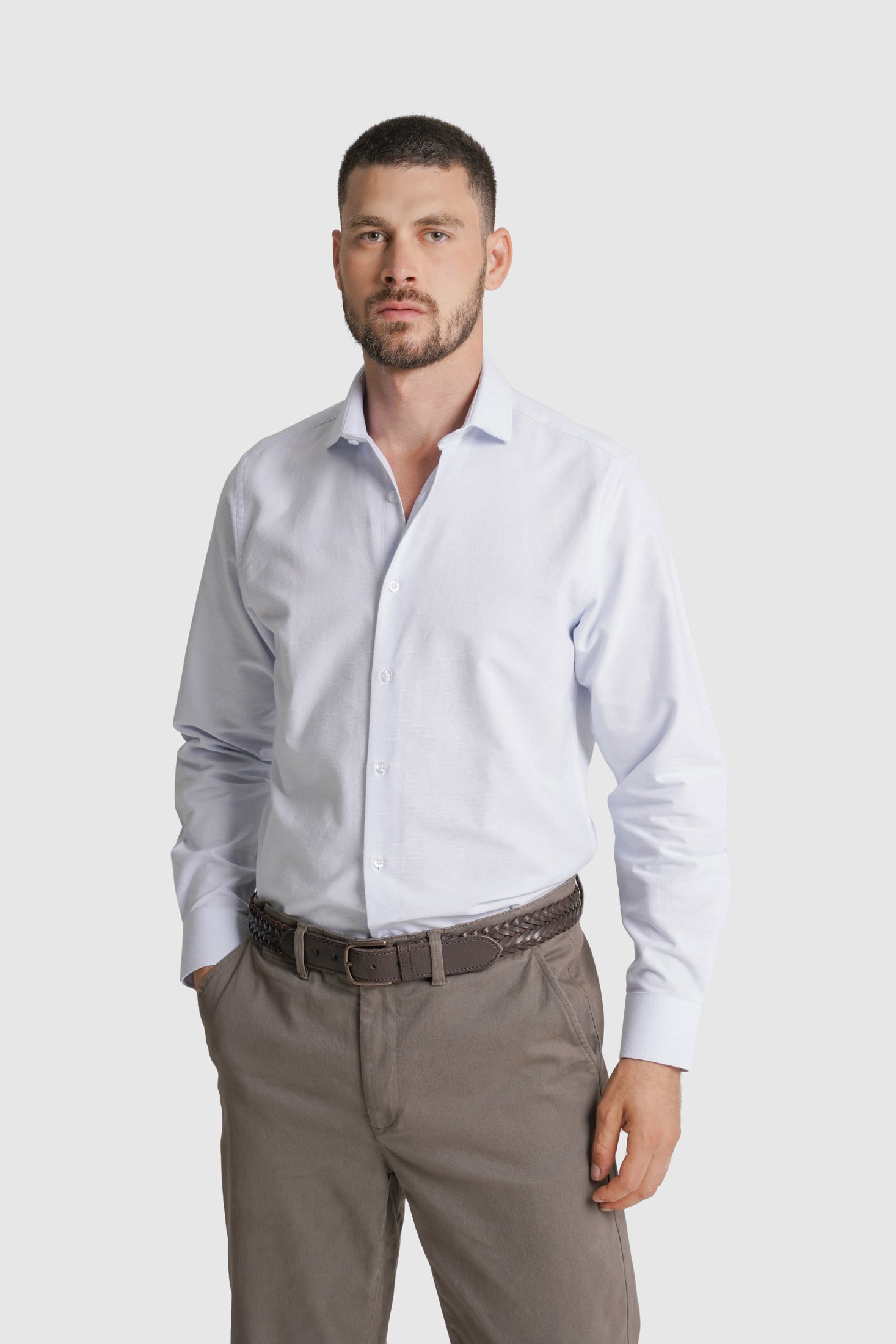 CAMISA ALGODÃO SLIM FIT AZUL LISA MR. BLUE