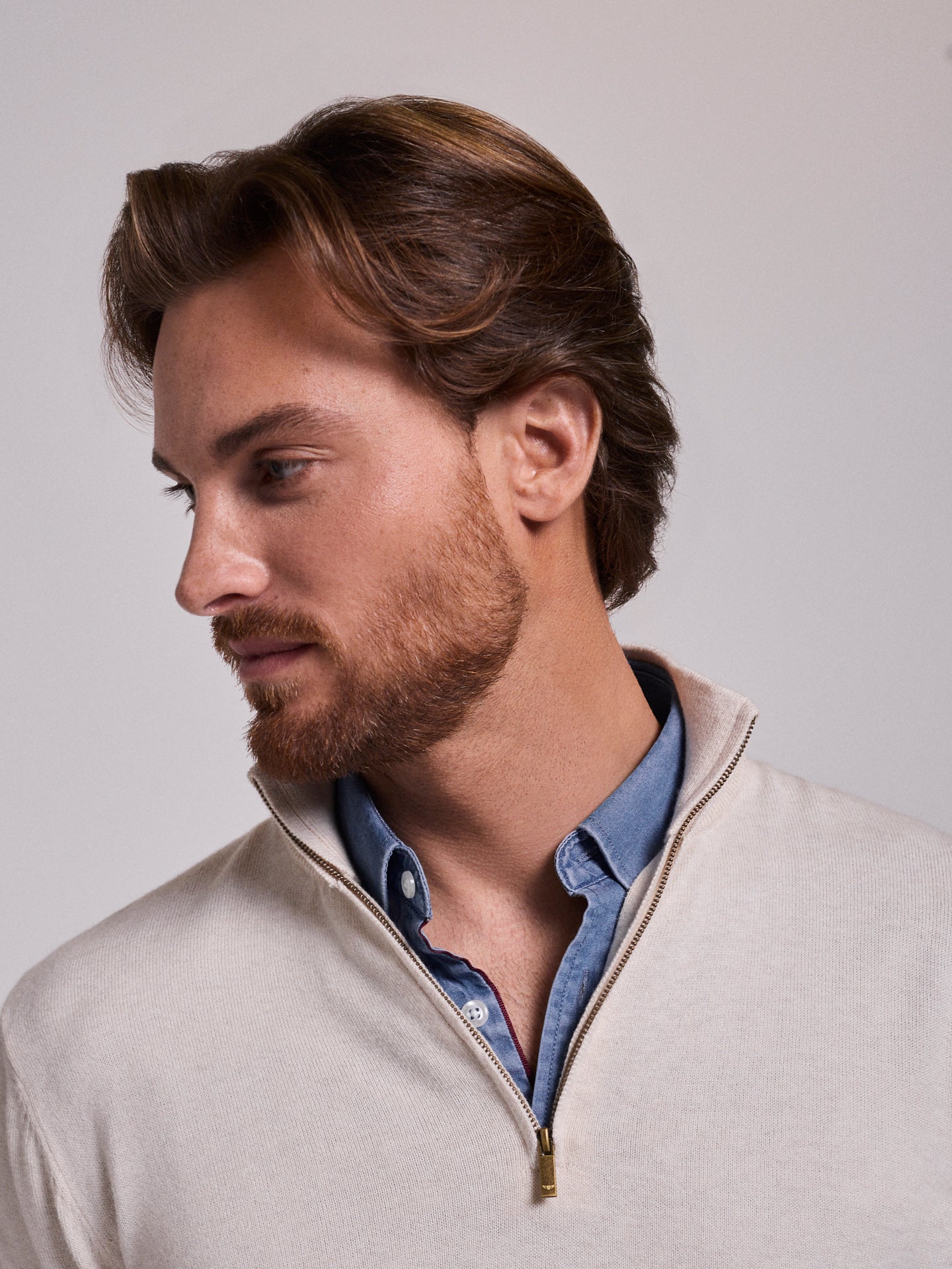 PULLOVER ALGODÃO BEGE MANGA COMPRIDA REGULAR FIT MR. BLUE