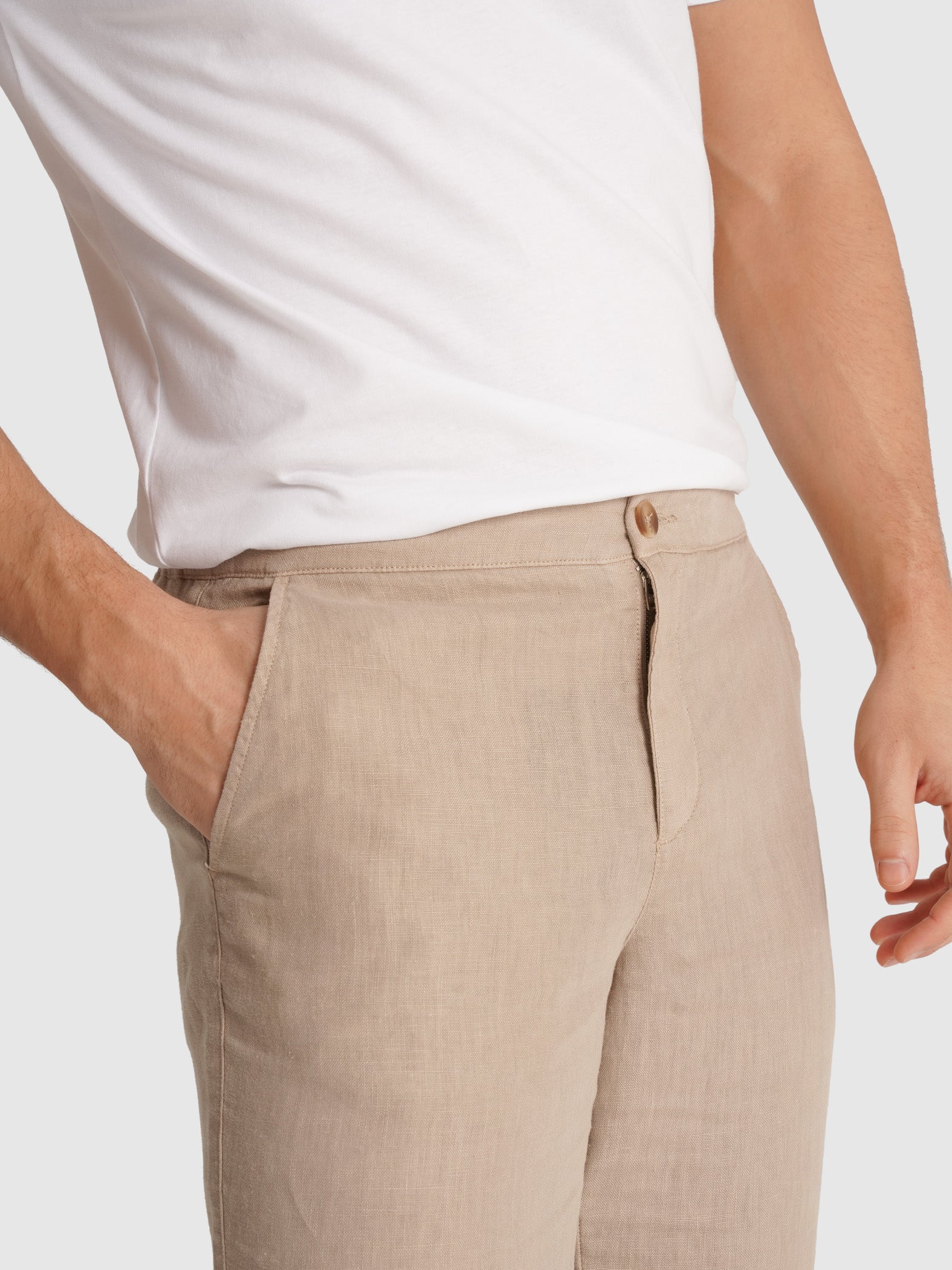 CALÇAS BEGES REGULAR FIT MARK BELLUCCI