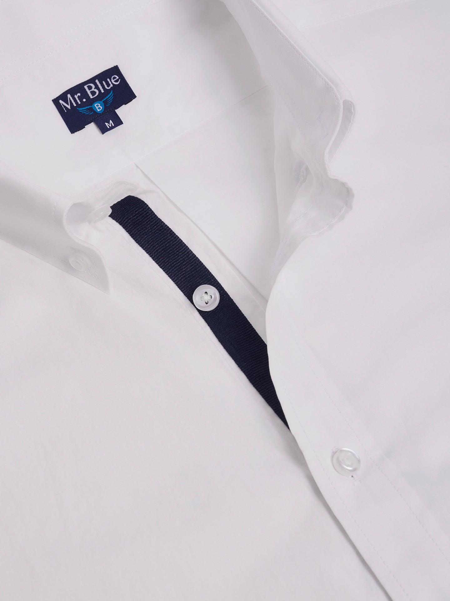 CAMISA ALGODÃO BRANCA MANGA CURTA REGULAR FIT MR. BLUE