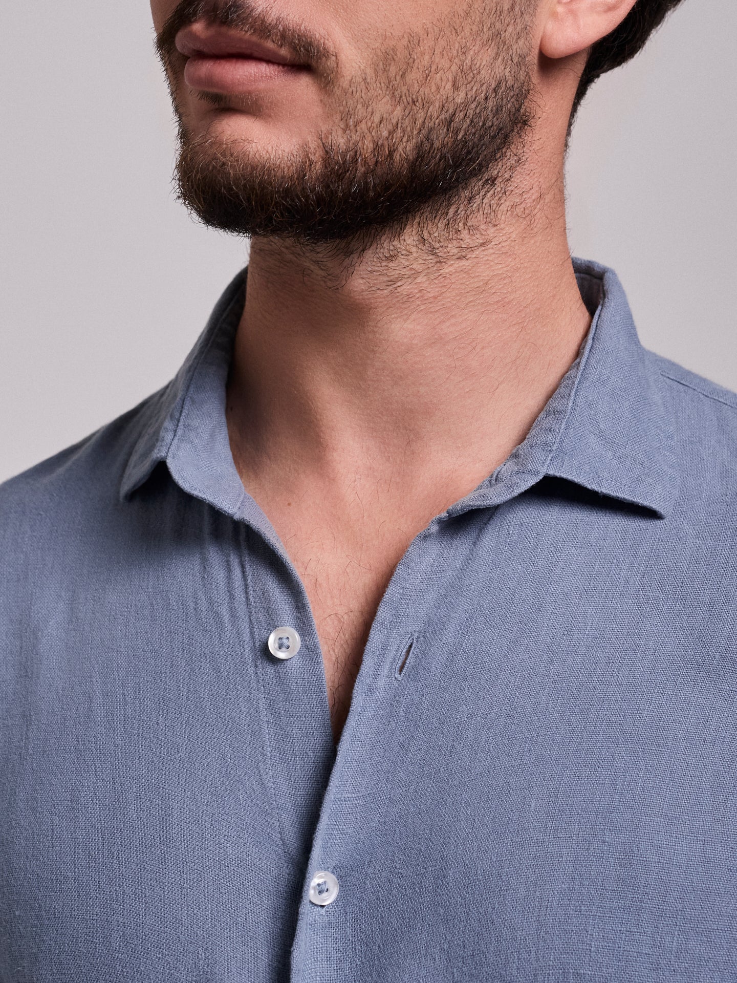 CAMISA LINHO AZUL MANGA COMPRIDA TAILORED FIT MARK BELLUCCI