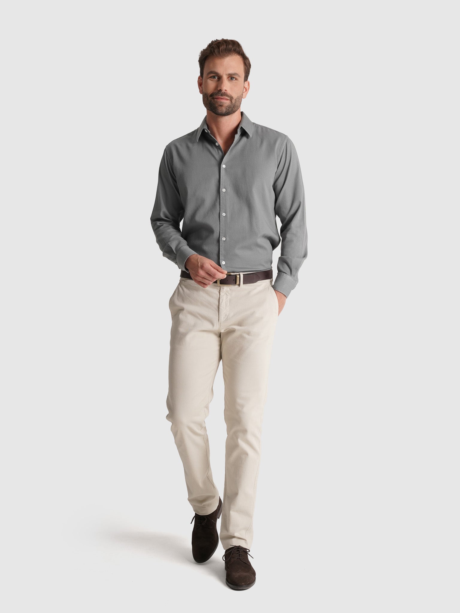 CAMISA ALGODÃO VERDE MANGA COMPRIDA REGULAR FIT MARK BELLUCCI