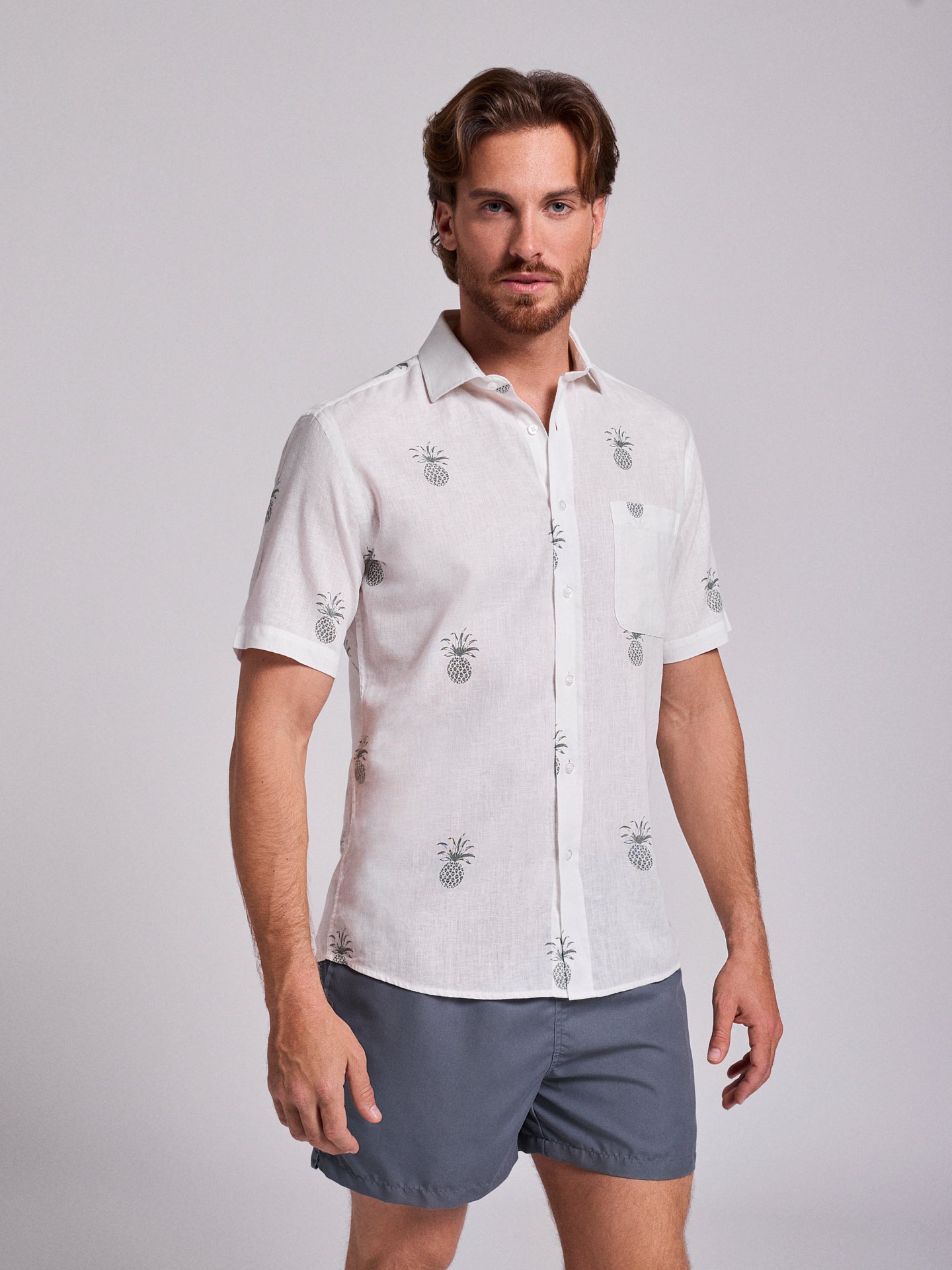 CAMISA LINHO VERDE MANGA CURTA REGULAR FIT MR. BLUE