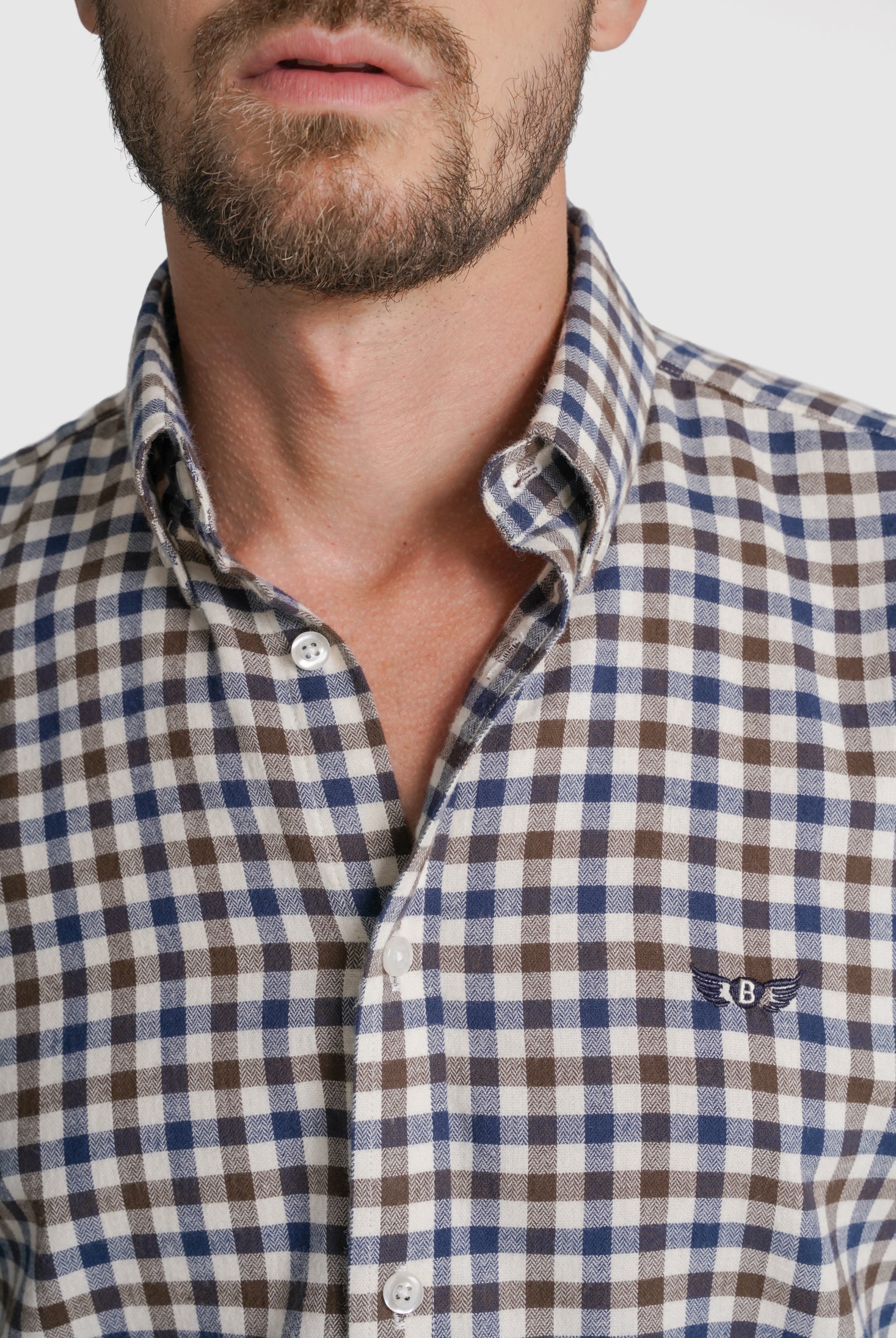 CAMISA FLANELA REGULAR FIT CASTANHA QUADRADA MR. BLUE