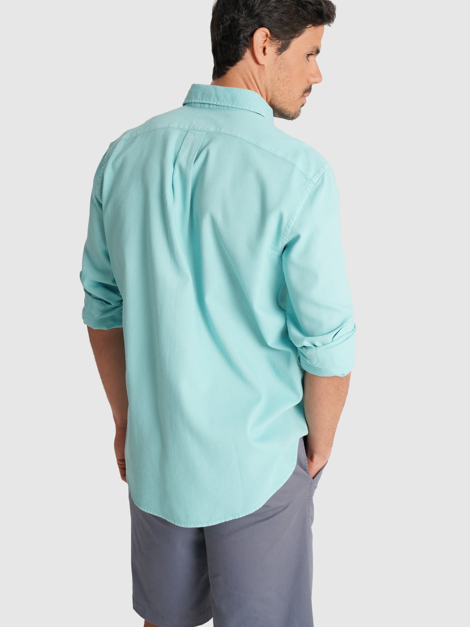 CAMISA DOBBY AZUL MANGA COMPRIDA REGULAR FIT MR. BLUE