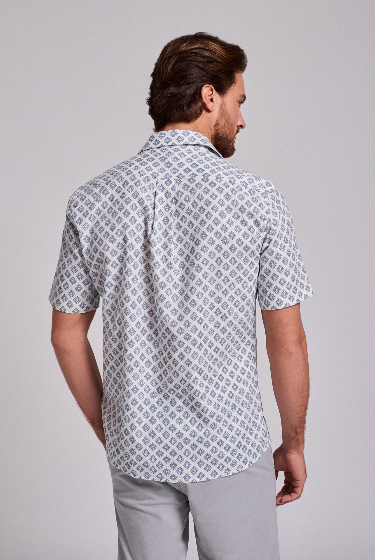 BLUE LINEN SHIRT SHORT SLEEVE REGULAR FIT MR. BLUE