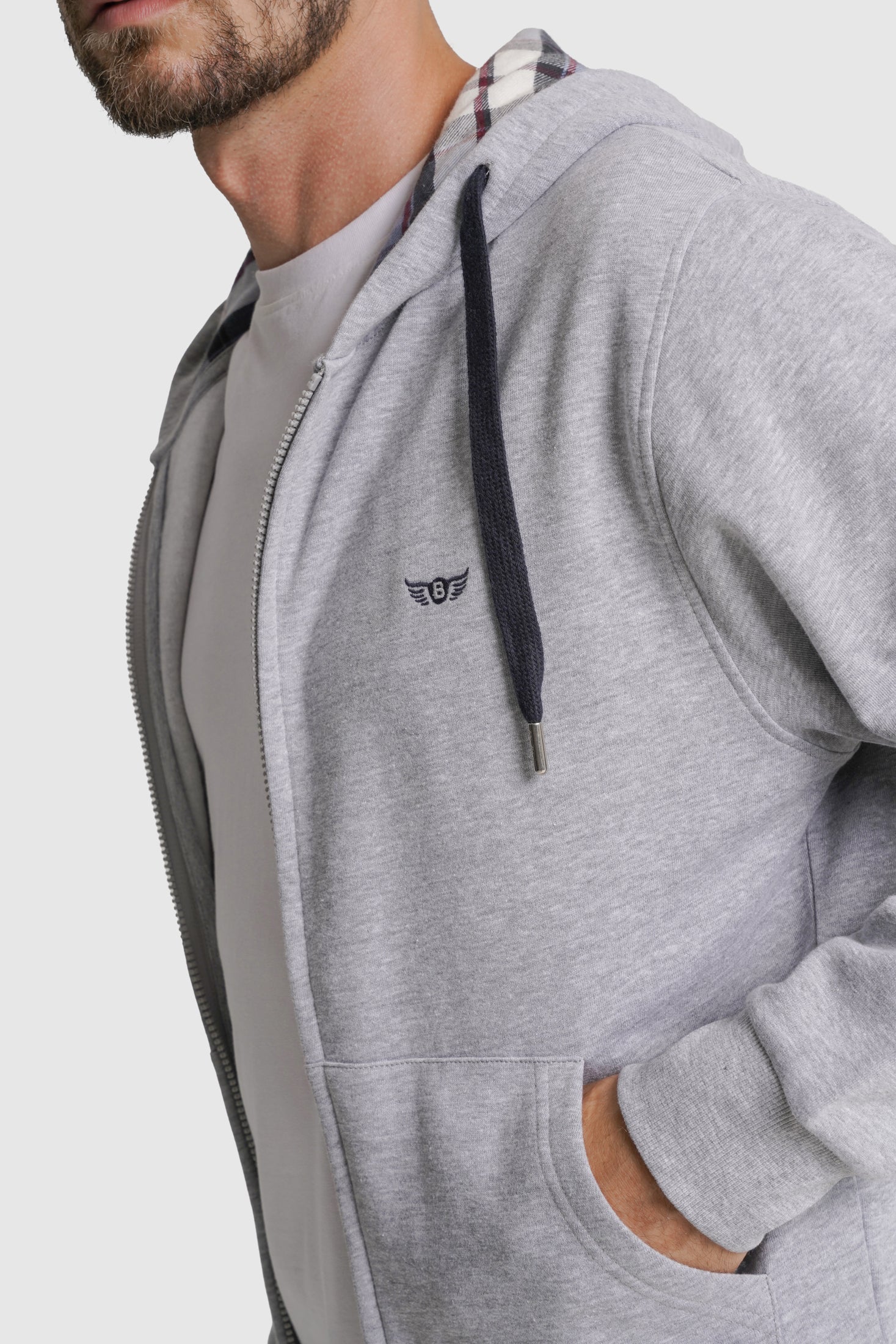 HOODIE ALGODÃO REGULAR FIT CINZENTO LISO MR. BLUE
