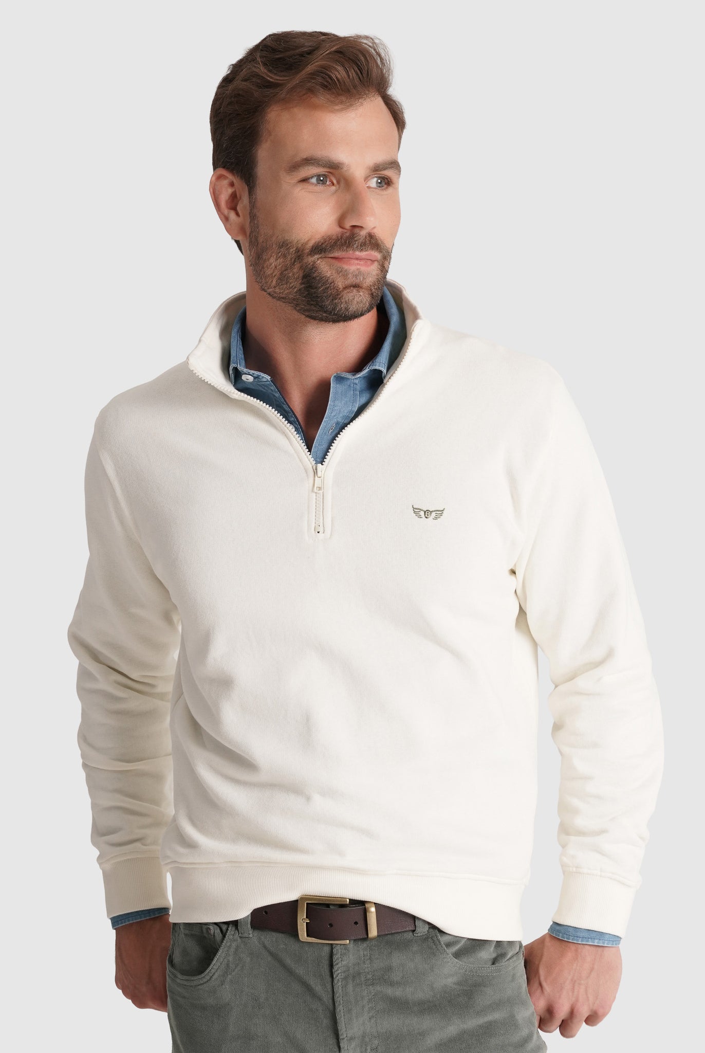 Hoodie Algodão Branco Manga Comprida Regular Fit Mr. Blue