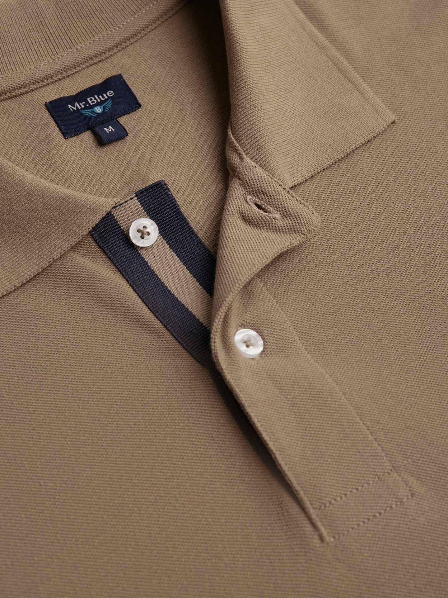 Polo Regular Fit Piquet Bege Mr. Blue