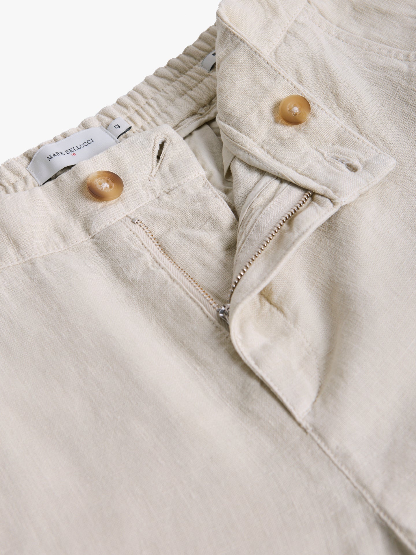 CALÇAS LINHO BEGES REGULAR FIT MARK BELLUCCI