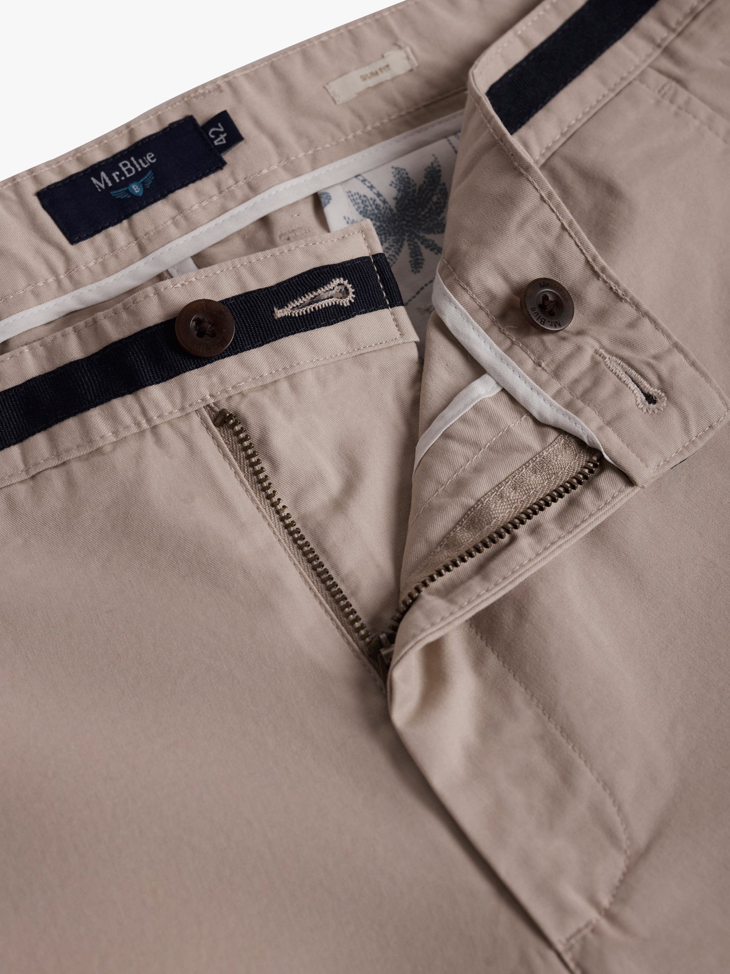 Calças Chinos Slim Fit Twill Beges Mr. Blue