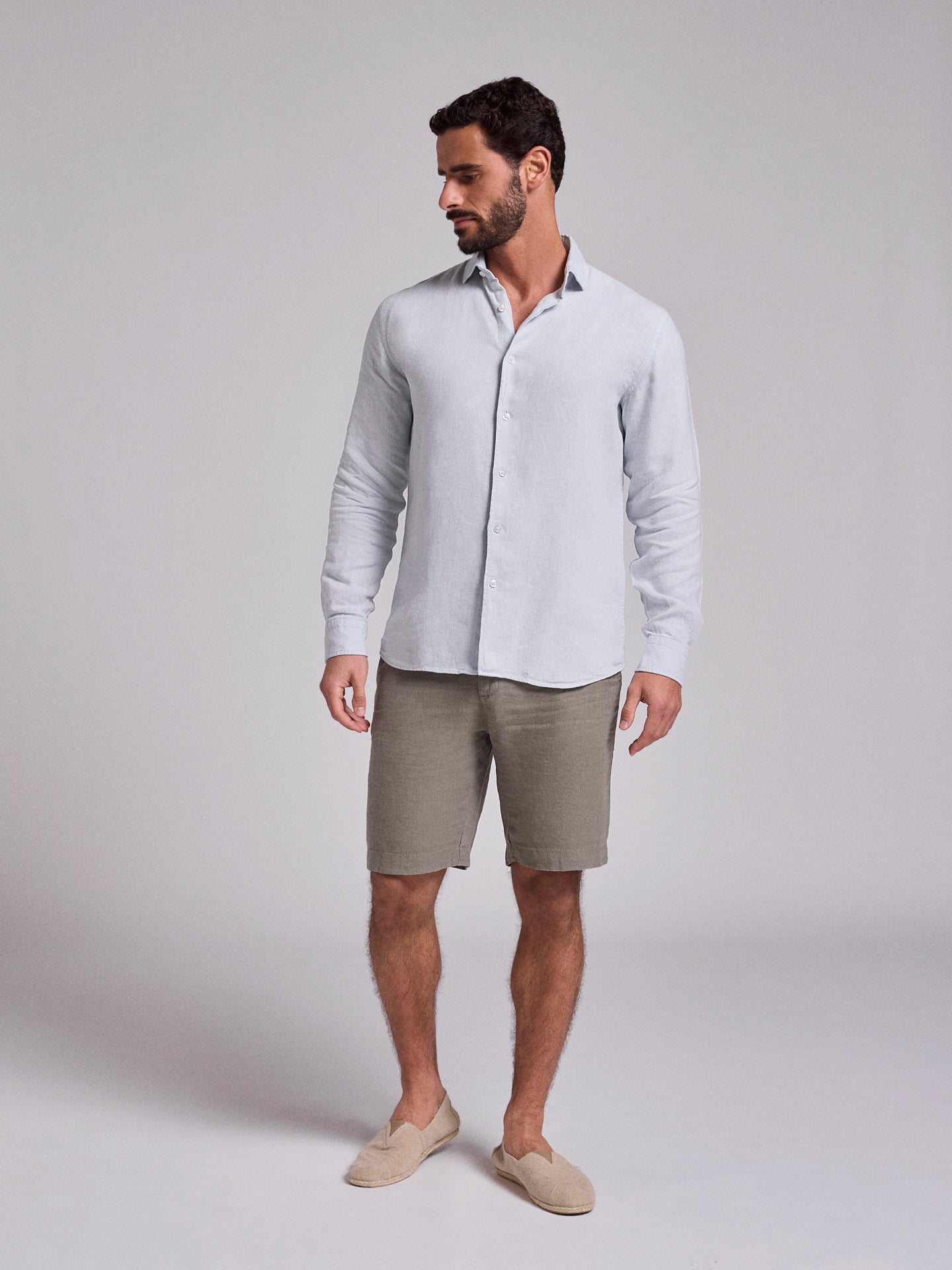 CAMISA LINHO AZUL MANGA COMPRIDA TAILORED FIT MARK BELLUCCI