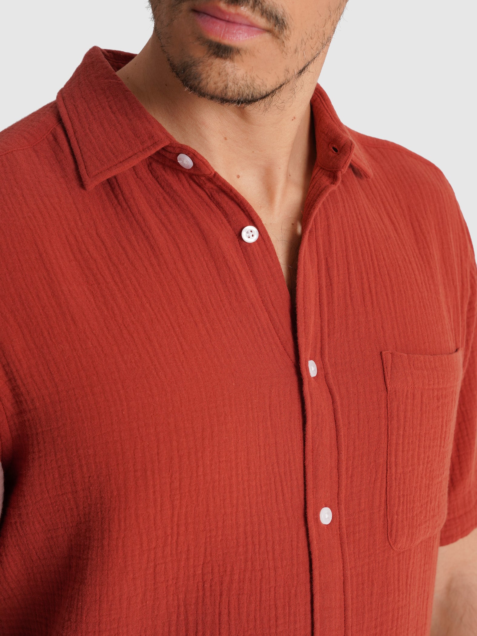 CAMISA VERMELHA MANGA CURTA REGULAR FIT MR. BLUE