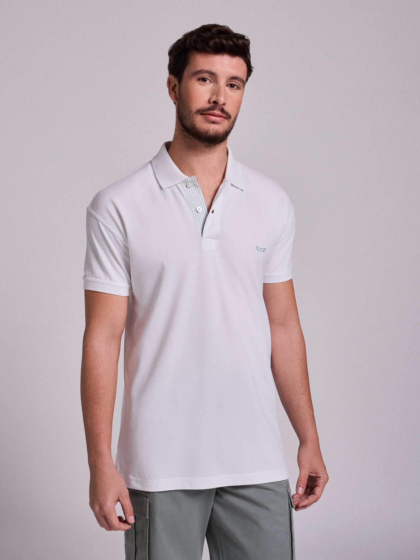 POLO BRANCO MANGA CURTA REGULAR FIT MR. BLUE