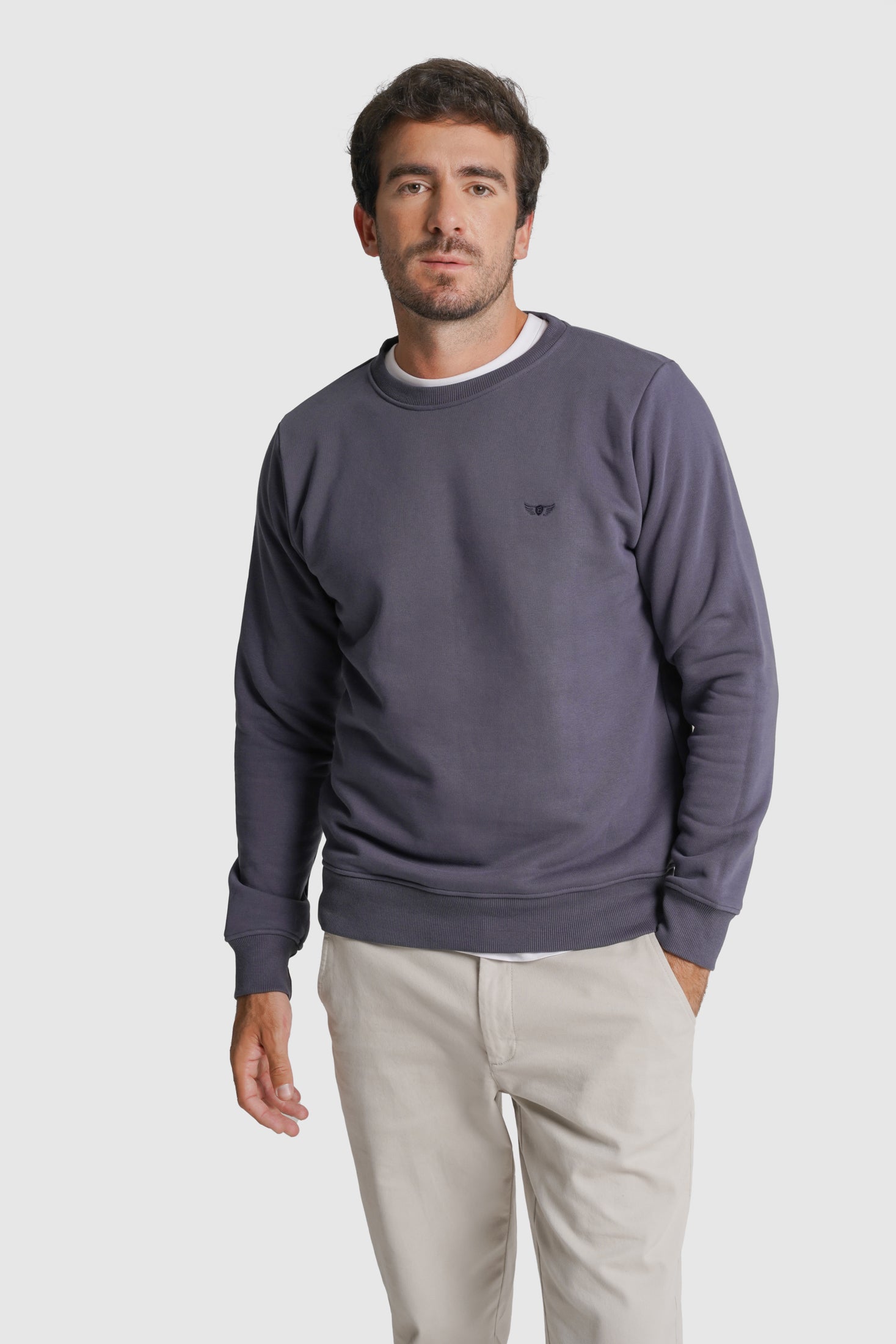HOODIE ALGODÃO REGULAR FIT AZUL LISO MR. BLUE