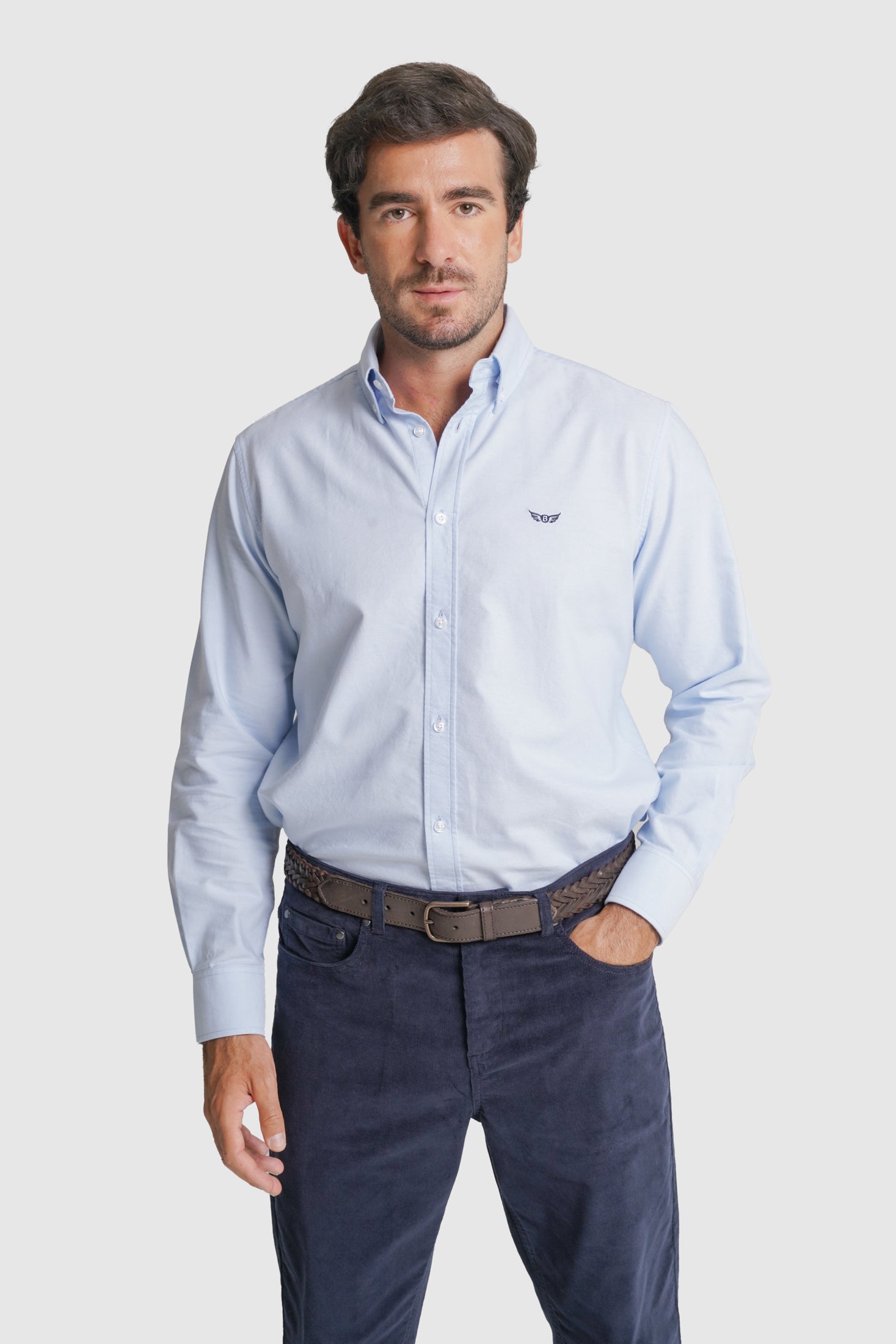 CAMISA ALGODÃO REGULAR FIT AZUL LISA MR. BLUE