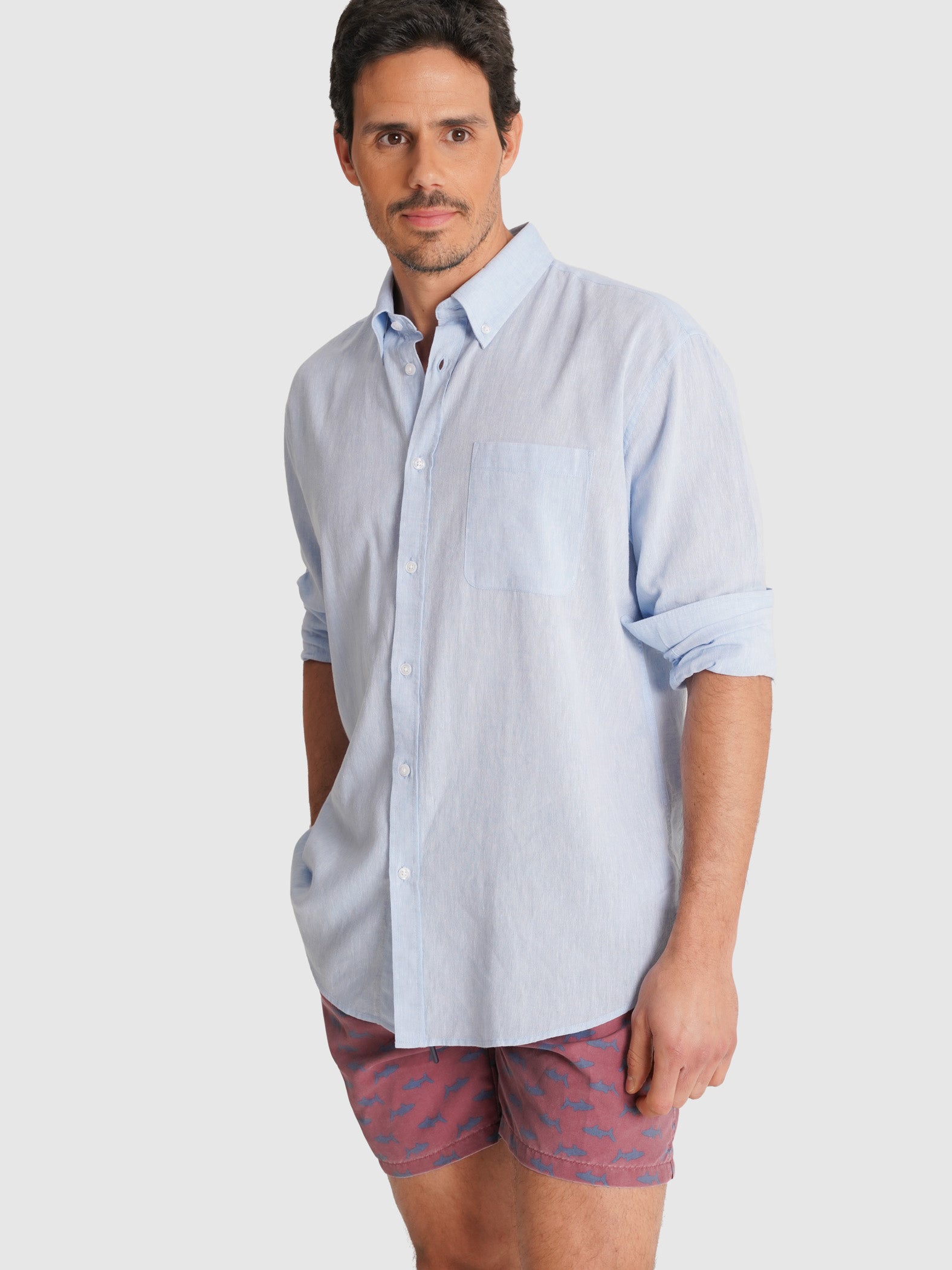 CAMISA AZUL MANGA COMPRIDA REGULAR FIT MR. BLUE