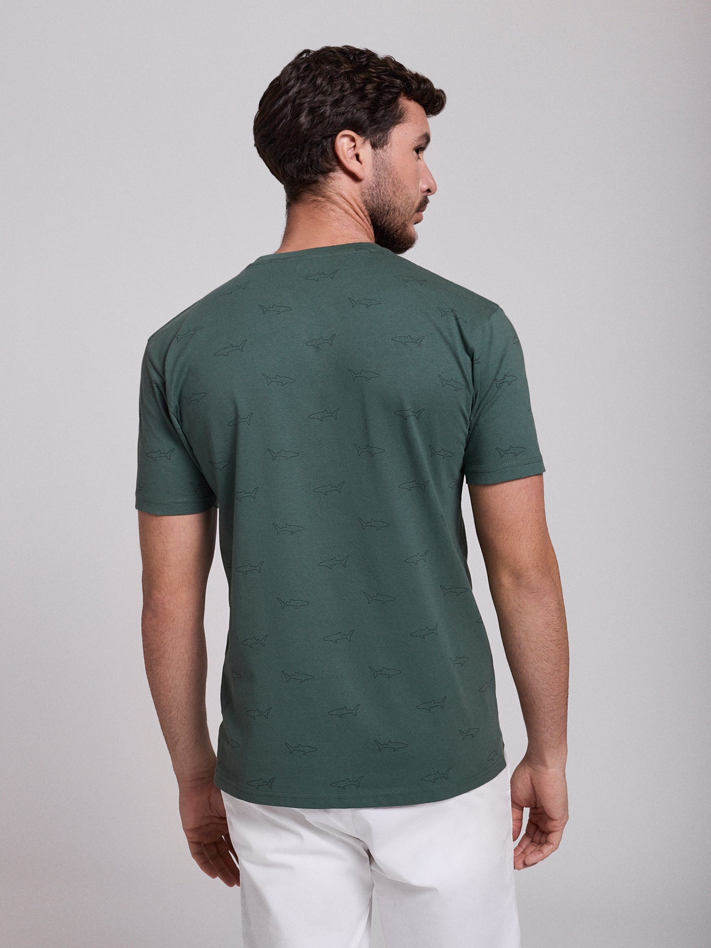 T-SHIRT ALGODÃO VERDE MANGA CURTA REGULAR FIT MR. BLUE