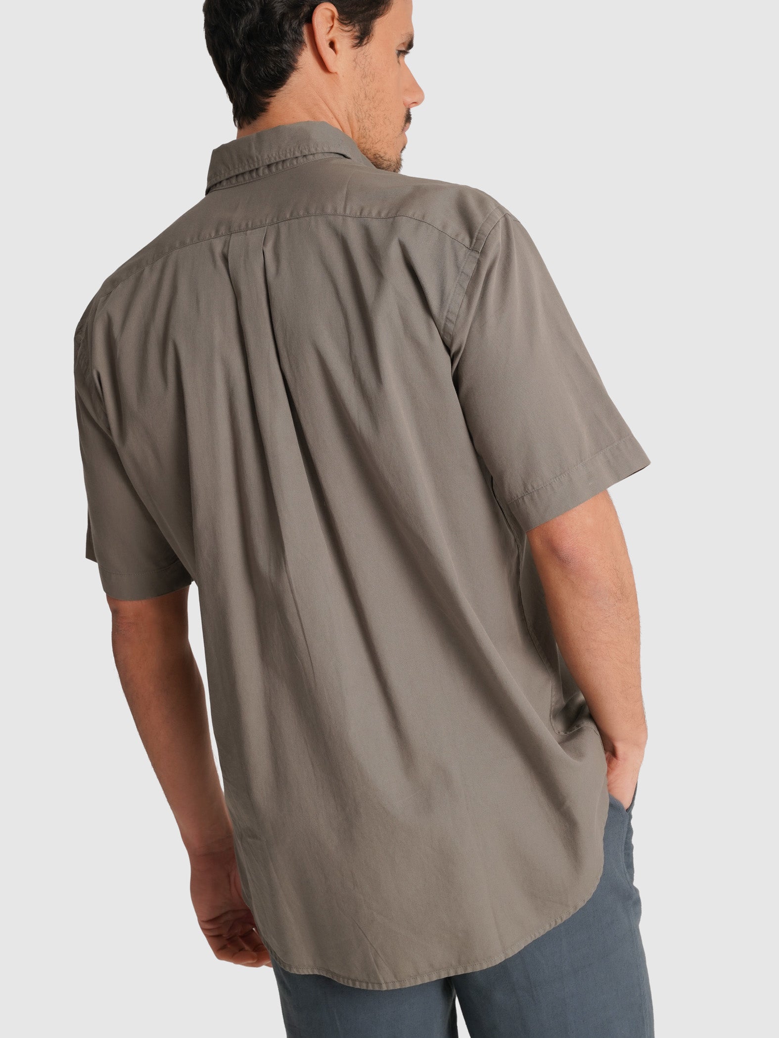 CAMISA TWILL VERDE MANGA CURTA REGULAR FIT MR. BLUE