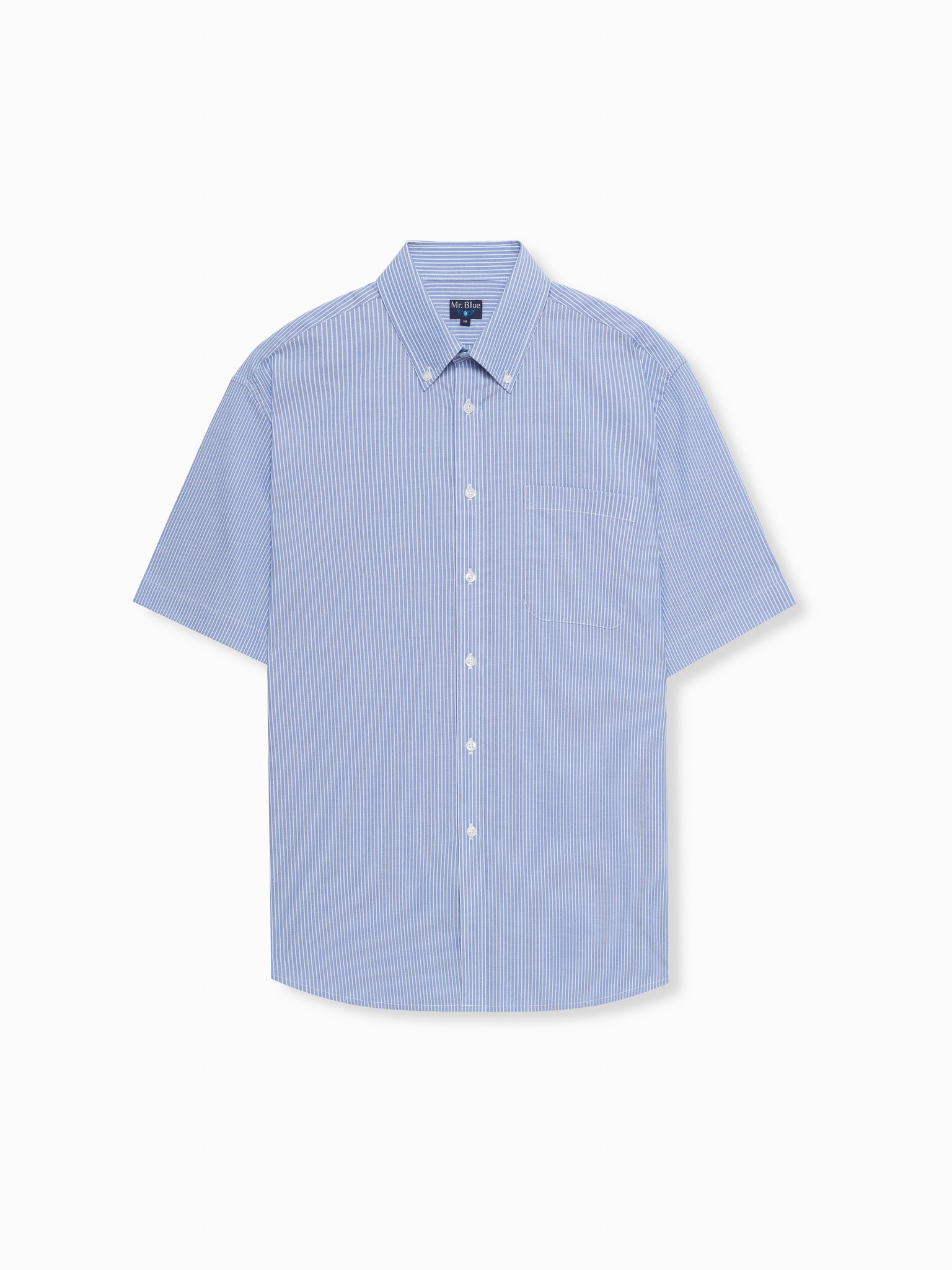 BLUE POPPLINE SHIRT SHORT SLEEVE REGULAR FIT MR. BLUE
