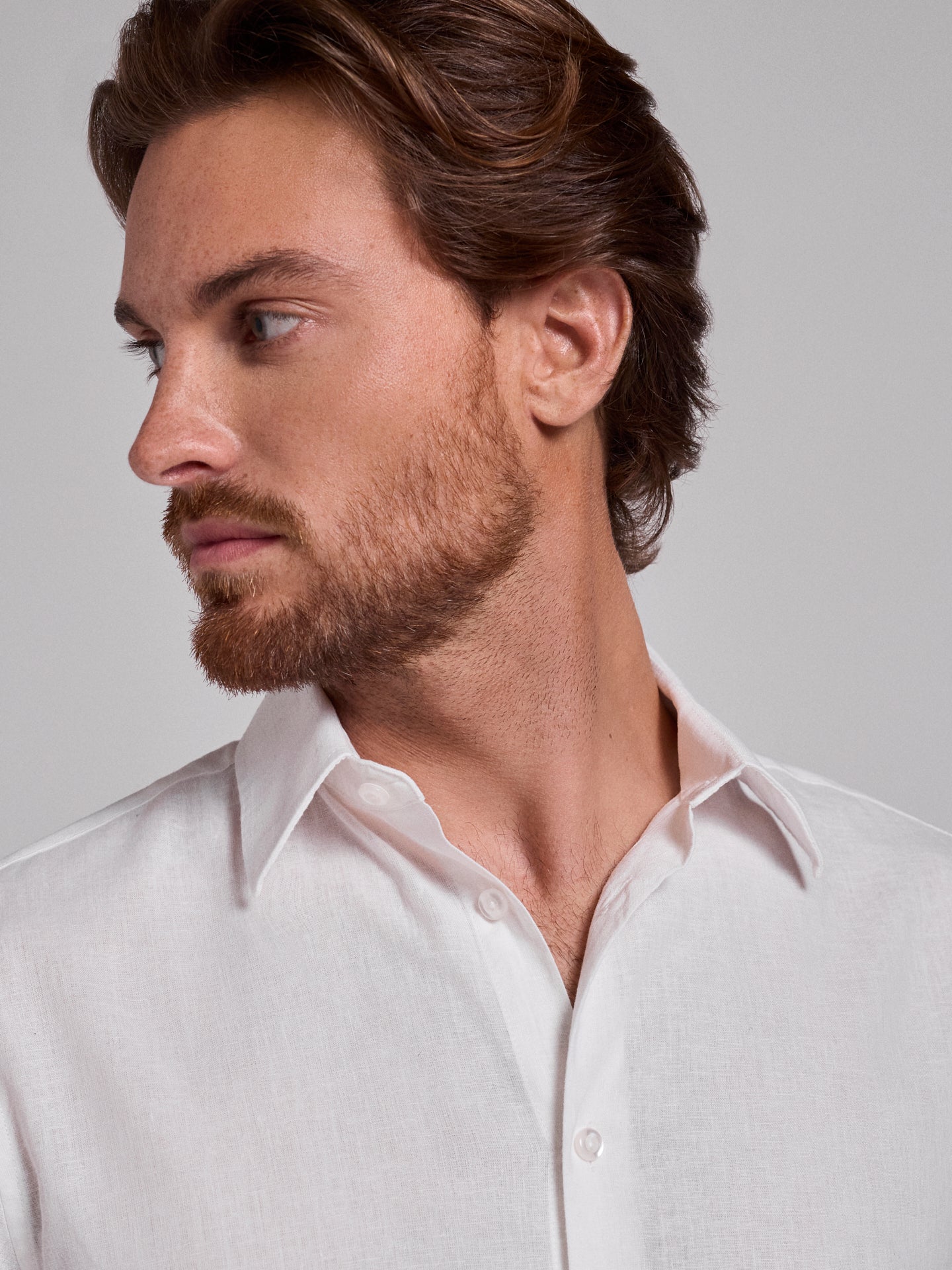 CAMISA LINHO BRANCA MANGA COMPRIDA SLIM FIT MR. BLUE